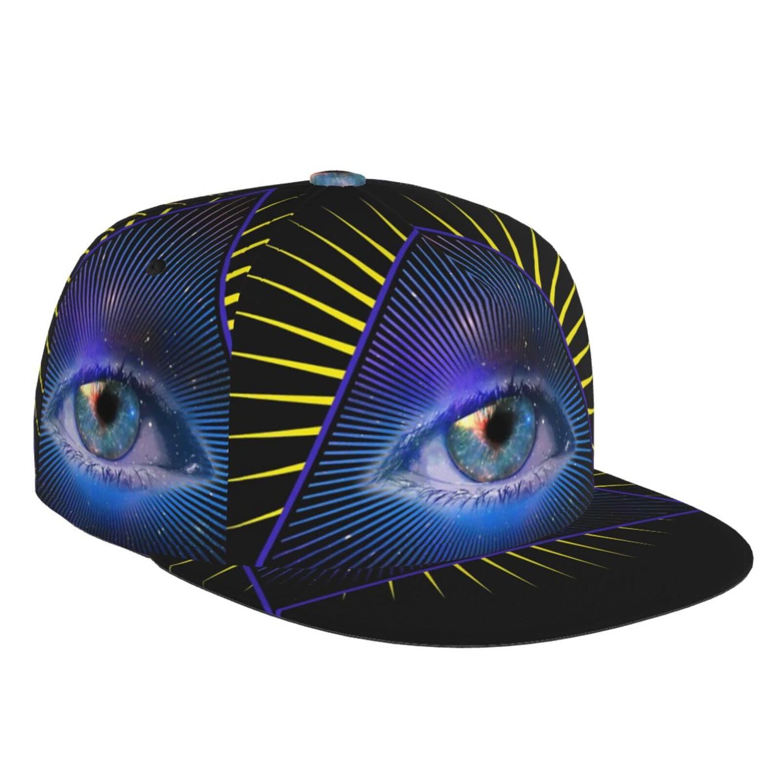 Yonjiq Baseball Cap with All-Seeing Eye Pyramid Design - Unisex Snapback Flat Bill Hip Hop Hat for Men & Women | Perfect for Streetwear, Hip Hop Fashion, and Outdoor Activities
