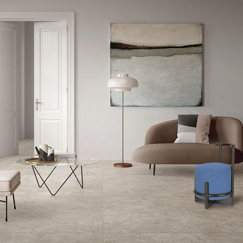 Art Deco Cream/Cerulean Upholstered Accent Stool with X Frame & Back - Perfect for Living Room, Bedroom, or Entryway Decor
