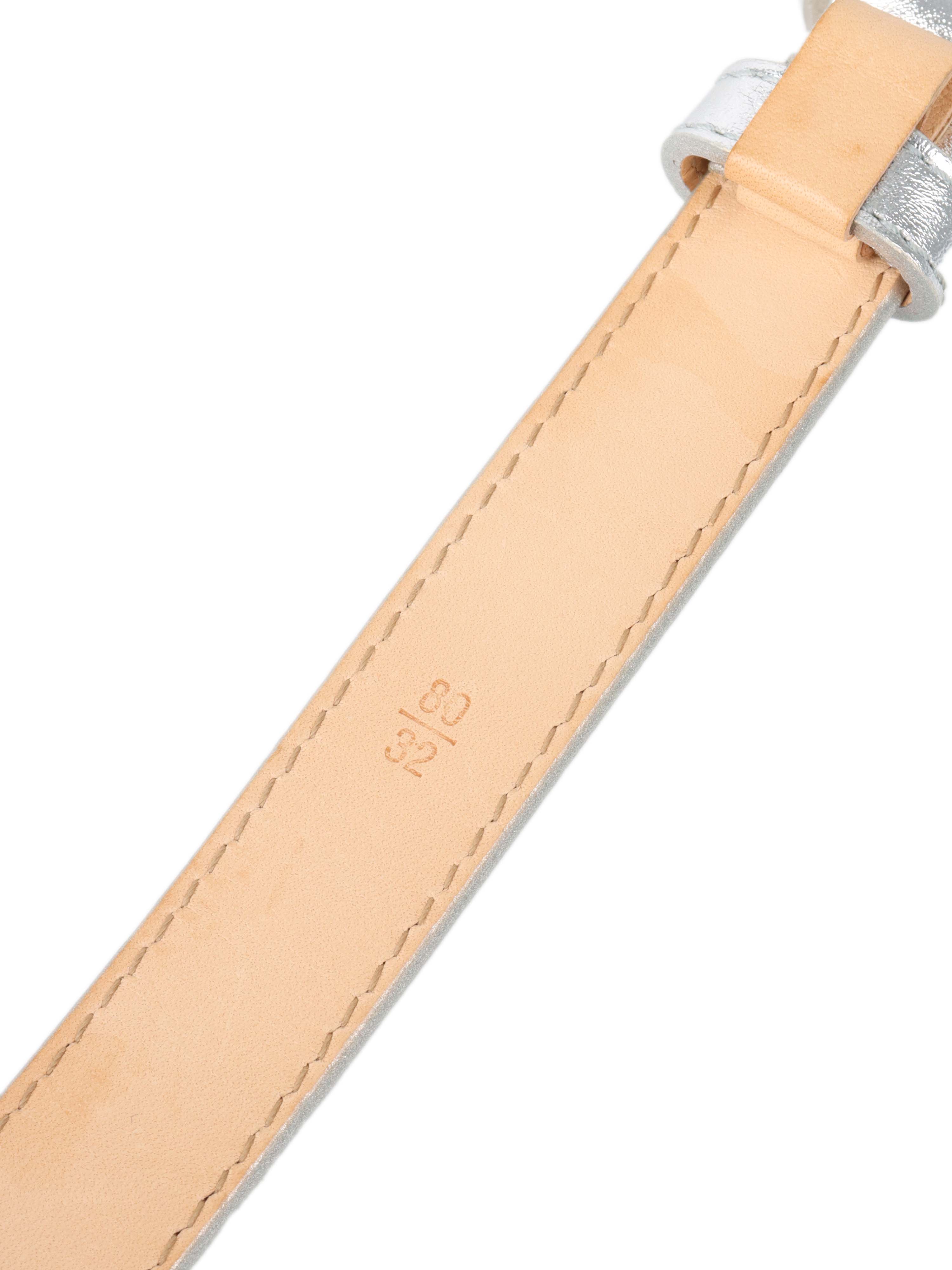 Louis Vuitton Genuine Leather Silver Buckle Script Belt Size 80 - Luxury Fashion Accessory for Men's Formal & Casual Outfits