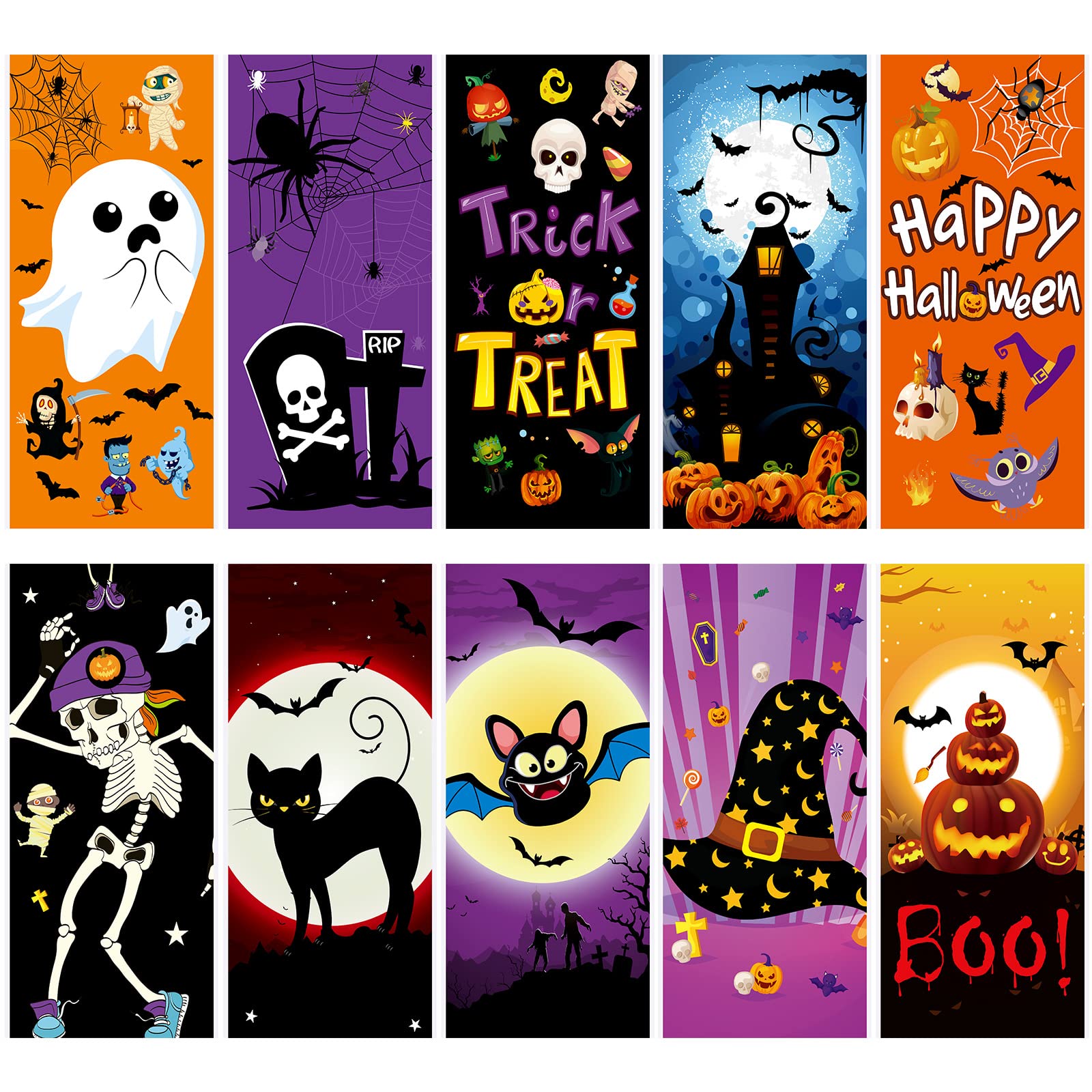 150 Pcs Halloween Cellophane Treat Bags with 200 Golden Twist Ties - Small Candy Cookie Goodie Bags for Halloween Party Favors, Trick or Treat, Classroom Treats & Gift Wrapping