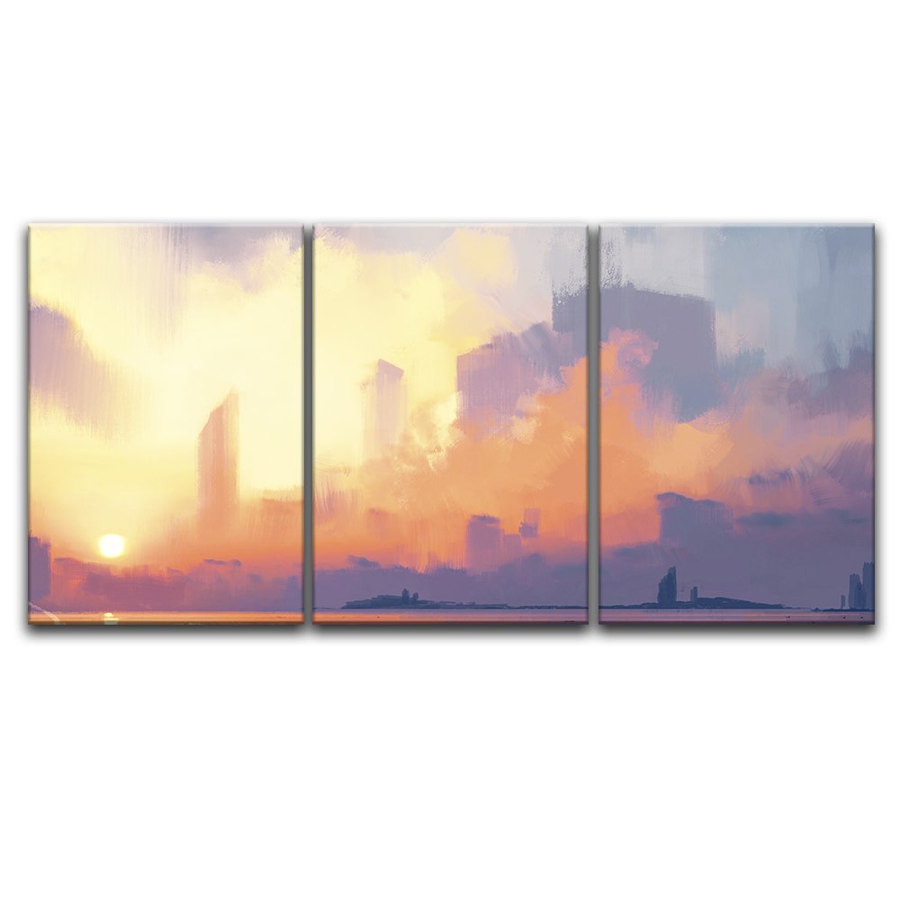 Wall26 3-Piece Canvas Wall Art - Abstract Ocean Seascape Oil Painting Style Giclee Print - Modern Gallery Wrapped Ready-to-Hang Wall Decor (24x36 Inches Each, Set of 3) - Perfect for Living Room, Bedroom & Office Decor