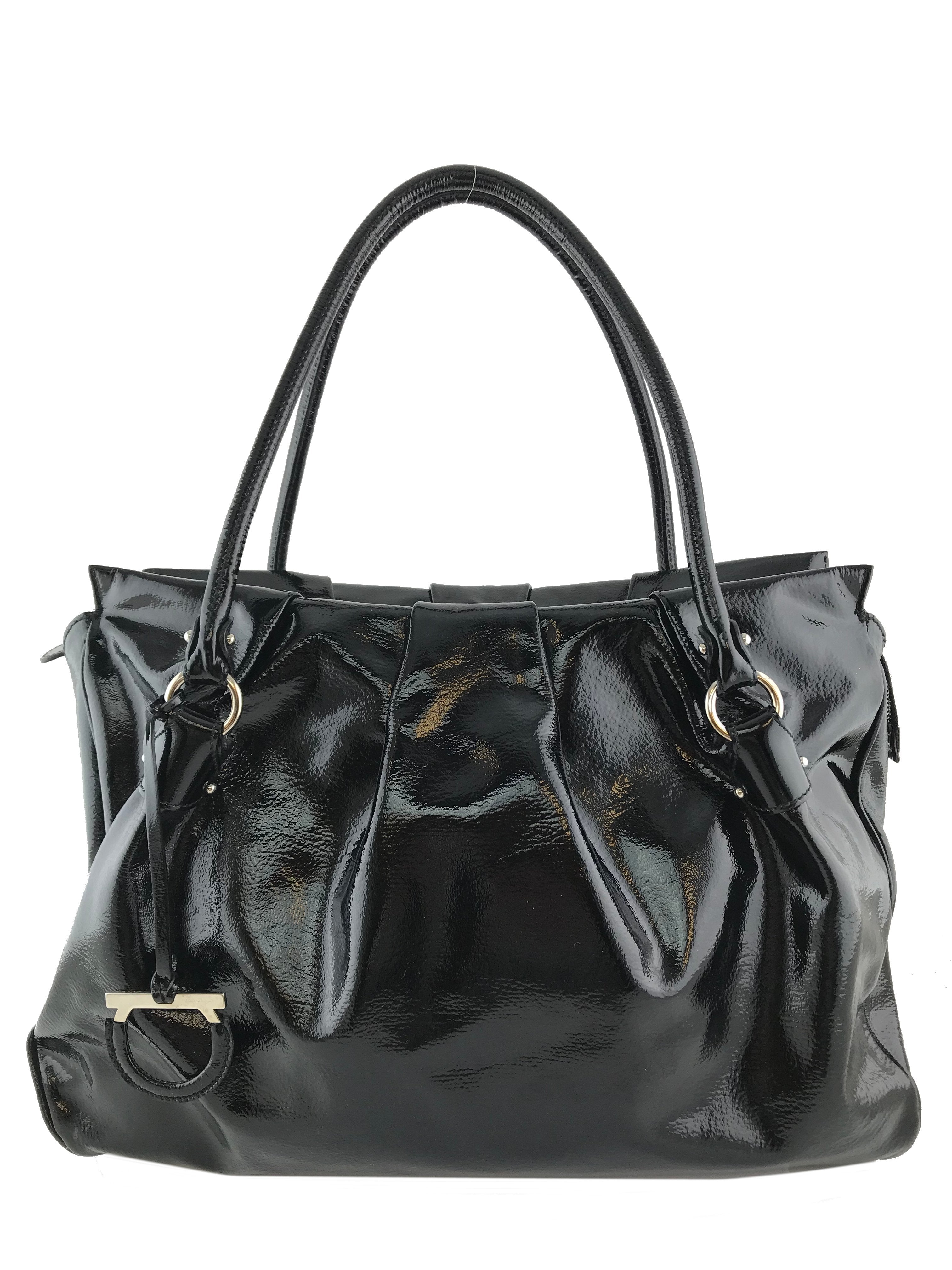 Salvatore Ferragamo Ava Patent Leather Shoulder Bag for Women | Luxury Designer Handbag for Work, Evening & Special Occasions