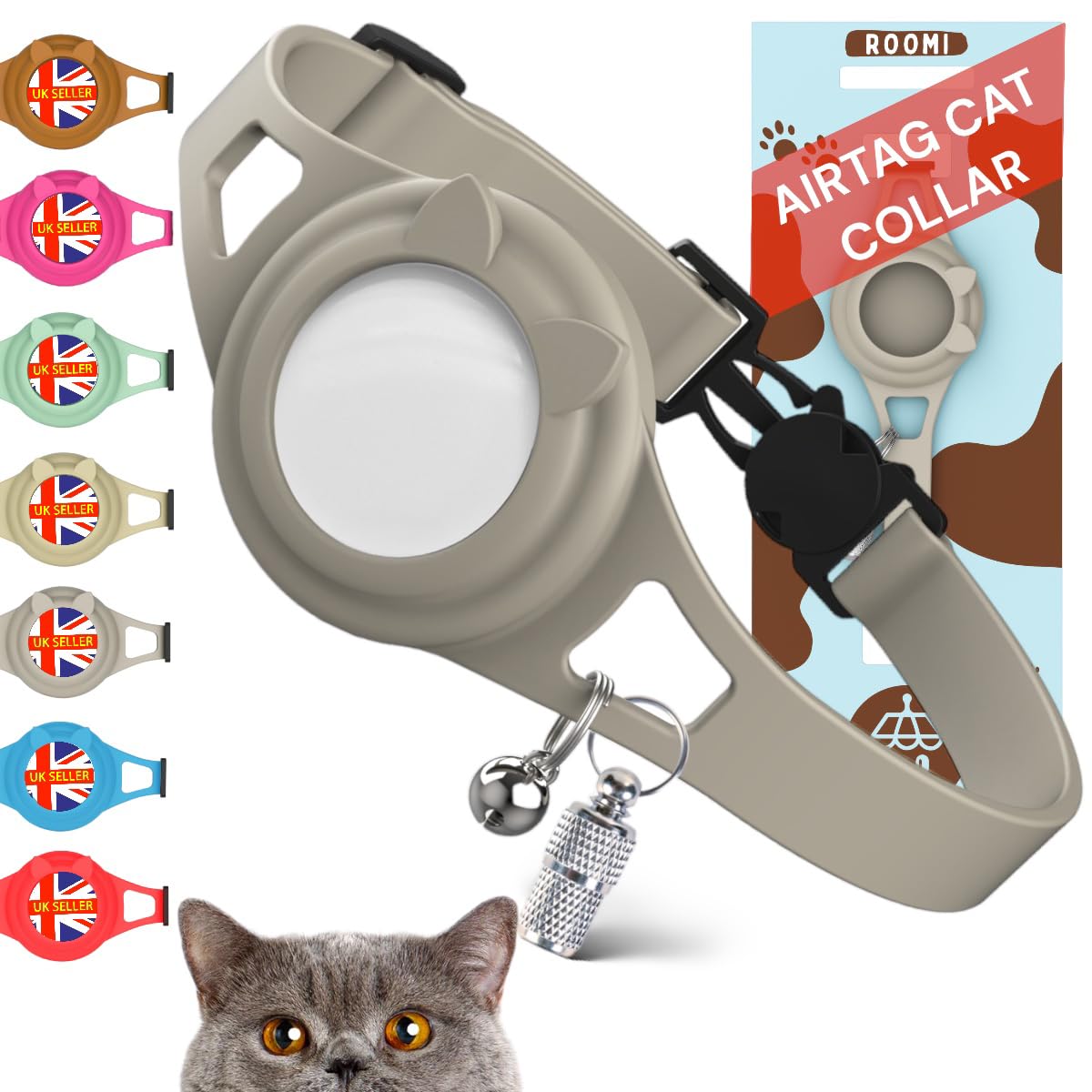 Hypoallergenic Cat Collar with Airtag Holder & GPS Tracker - Breakaway Safety Closure & ID Tag for Pet Tracking - Perfect for Outdoor Adventures & Indoor Safety