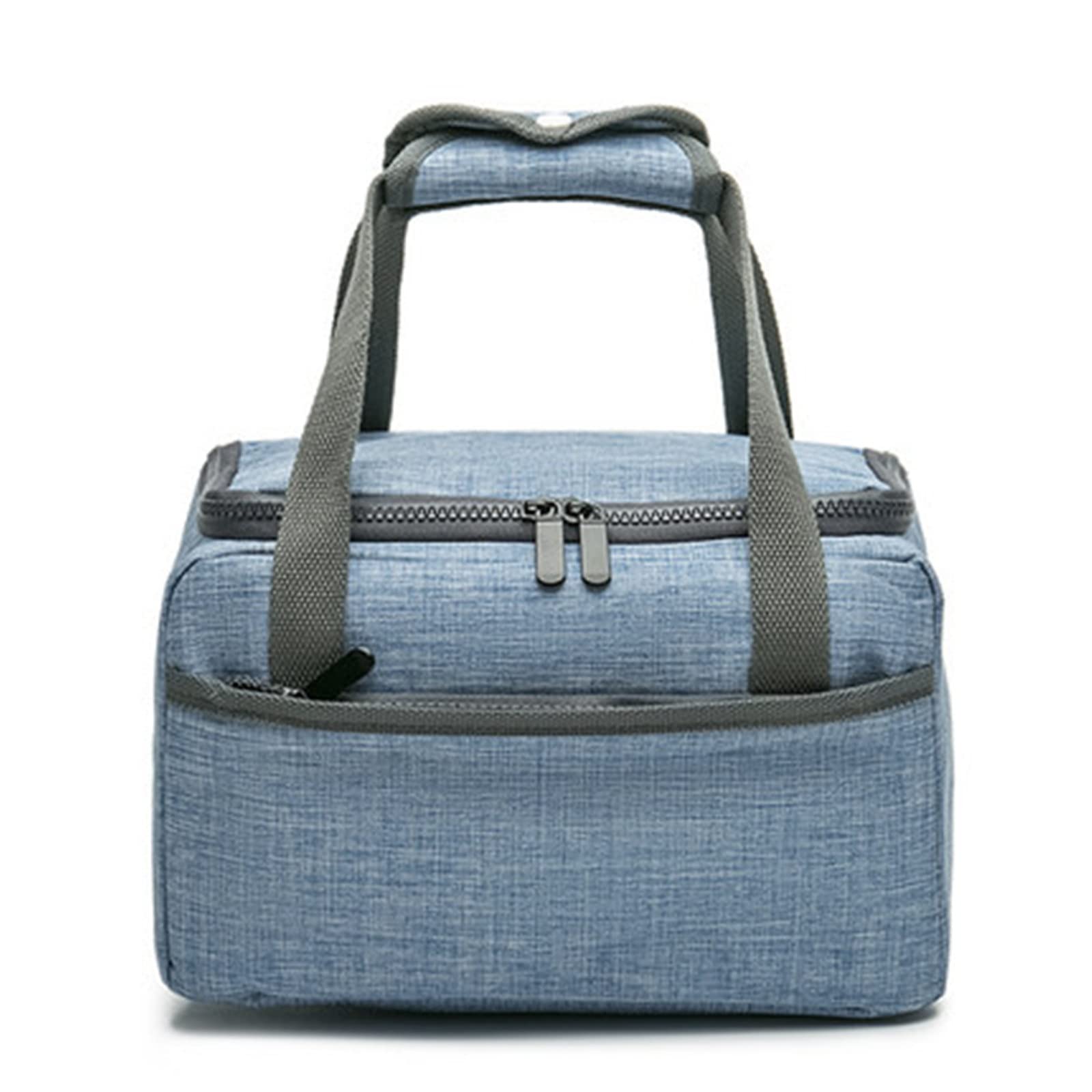 **Insulated Lunch Bag for Work - Thickened Aluminum Foil Bento Box Tote with Thermal Insulation - Keeps Food Warm or Cold - Portable & Durable Canvas Lunch Bag (Blue, 16x18x28cm) - Perfect for Office, School, Picnics & Outdoor Activities**