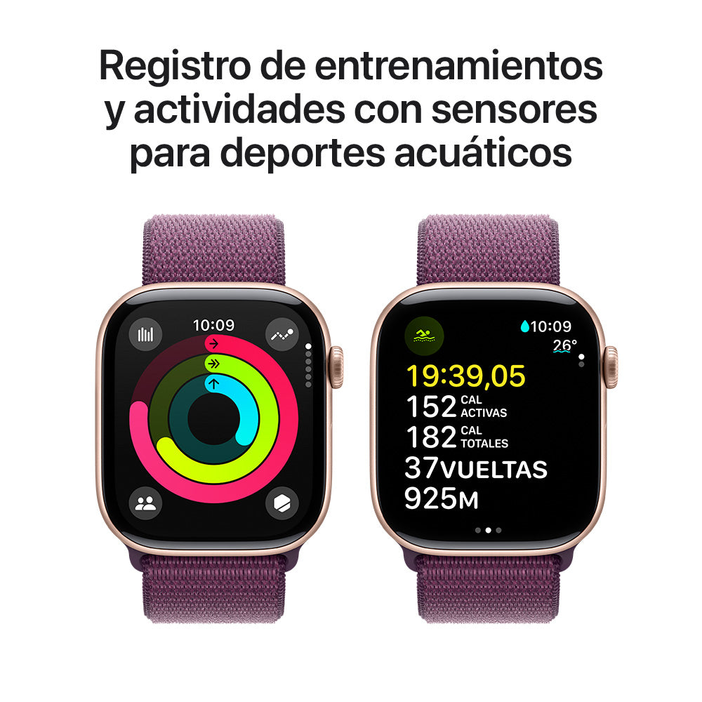 Apple Watch Series 10 GPS 46mm - Rose Gold Aluminum Case with Plum Sport Loop Band - Perfect for Fitness Tracking & Everyday Wear