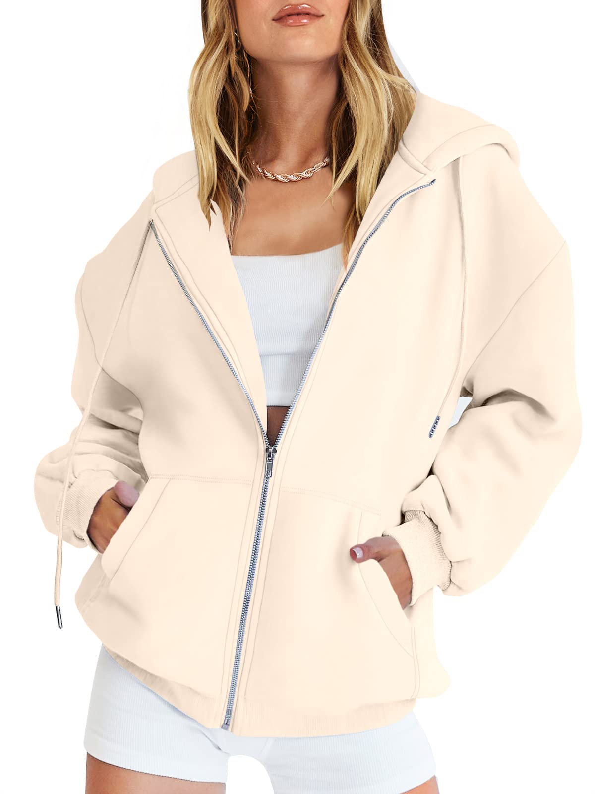 ANRABESS Women's Oversized Zip Up Hoodie - Fleece Long Sleeve Sweatshirt with Pockets | Y2K Fashion Jacket for Fall 2025 | Cozy Casual Wear for Street Style, Loungewear & Outdoor Activities
