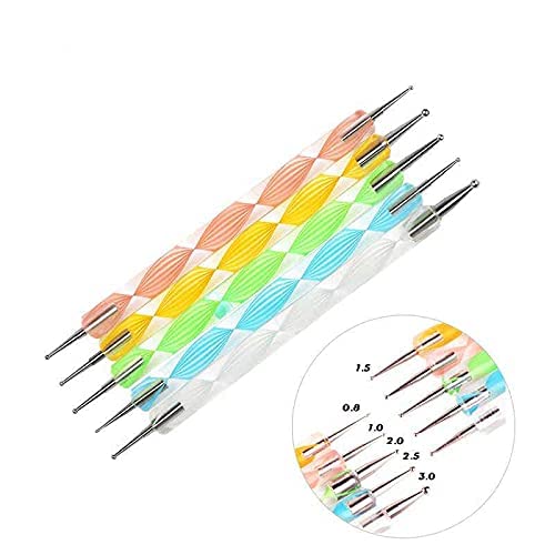 Trendy Nail Art Dotting Tool Set - 5 Piece Multicolor Dotting Pens for Professional & DIY Nail Designs - Perfect for Salon, Home Manicure & Nail Art Enthusiasts