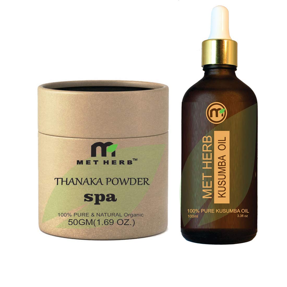 **Thanaka Powder & Kusumba Oil Set - Natural Hair Removal, Anti-Acne, Anti-Aging, Skin Whitening, Exfoliating Scrub & Sunscreen - 50g Each (Perfect for Facial Care & Spa Treatments at Home)**