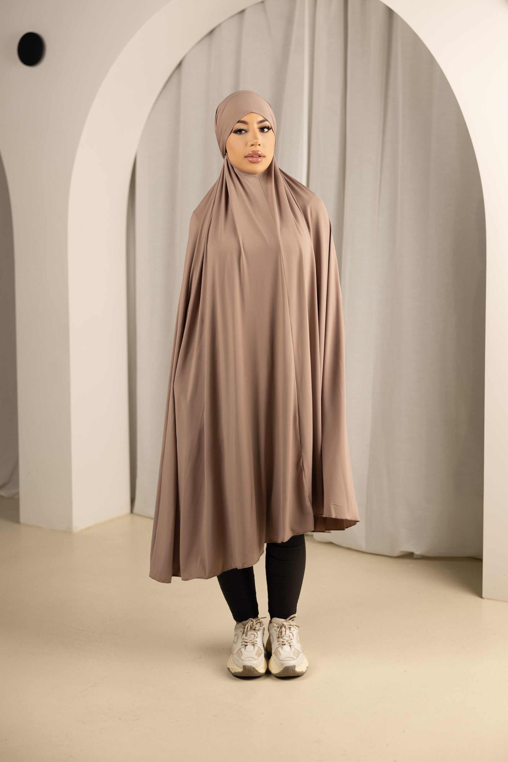 Tie Back Jilbab No Sleeves in Nude Shades - Modest Muslim Prayer Dress for Women, Perfect for Daily Wear & Islamic Occasions