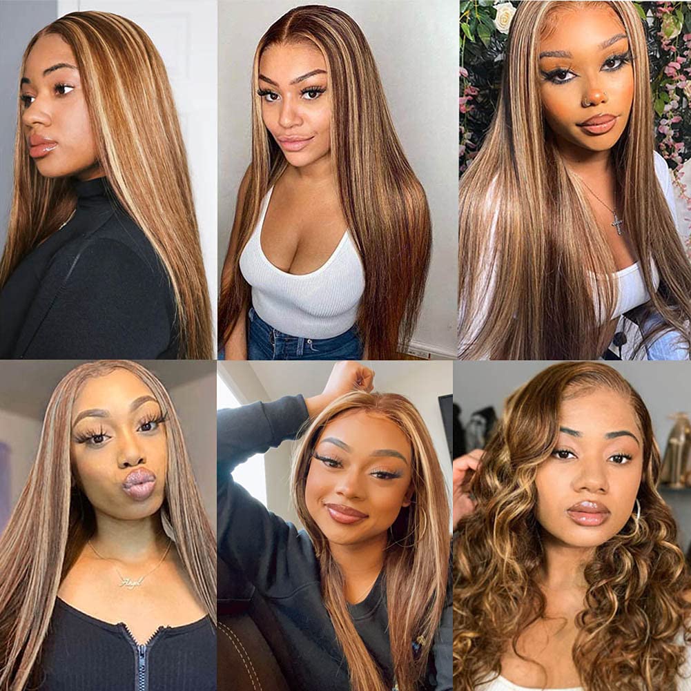 West Kiss 20 Inch Honey Blonde Lace Front Human Hair Wig - 4x4 Closure, Pre Plucked, Glueless, Straight Hair for Black Women | Perfect for Daily Wear, Parties & Special Occasions