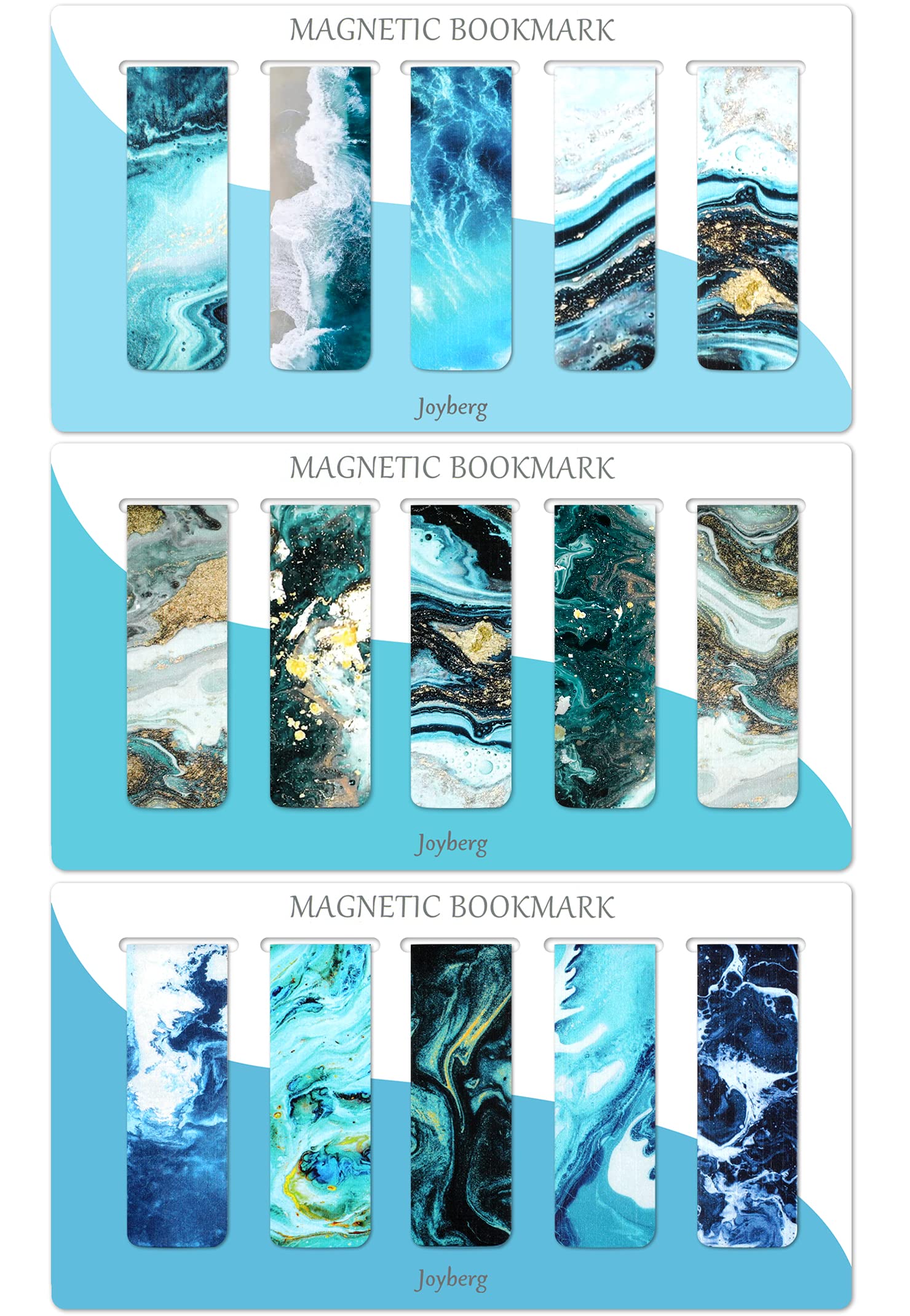 15 Pack Magnetic Bookmarks for Women & Men - Unique Page Markers for Book Lovers, Students & Teachers - Ocean Theme Reading Accessories for Books, Journals & Notebooks