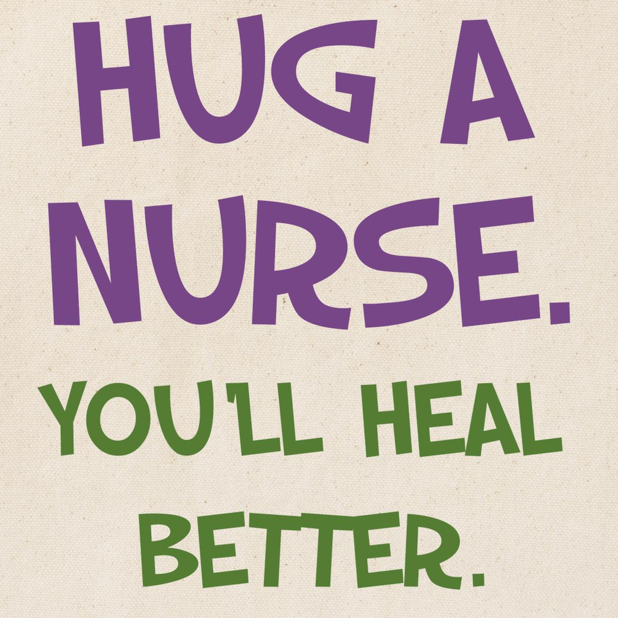 Hug A Nurse Tote Bag - Natural Canvas Reusable Shopping Bag for Nurses & Healthcare Workers - Perfect for Work, Groceries & Everyday Use