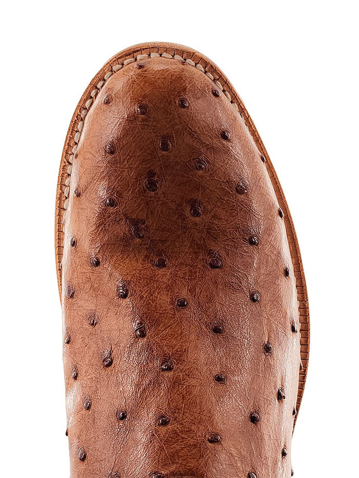 R.Watson RW4002 Men's Full Quill Ostrich Leather Cowboy Boots in Cognac Brown - Perfect for Western Rides, Country Music Festivals & Casual Wear