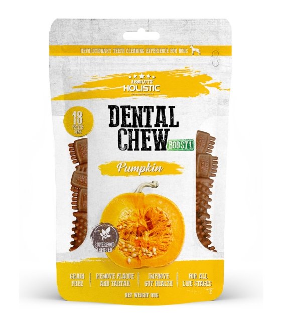 Absolute Holistic Petite Dental Dog Chews - Pumpkin Flavor | Natural Teeth Cleaning Treats for Small Dogs | Perfect for Training, Teething & Oral Health Care