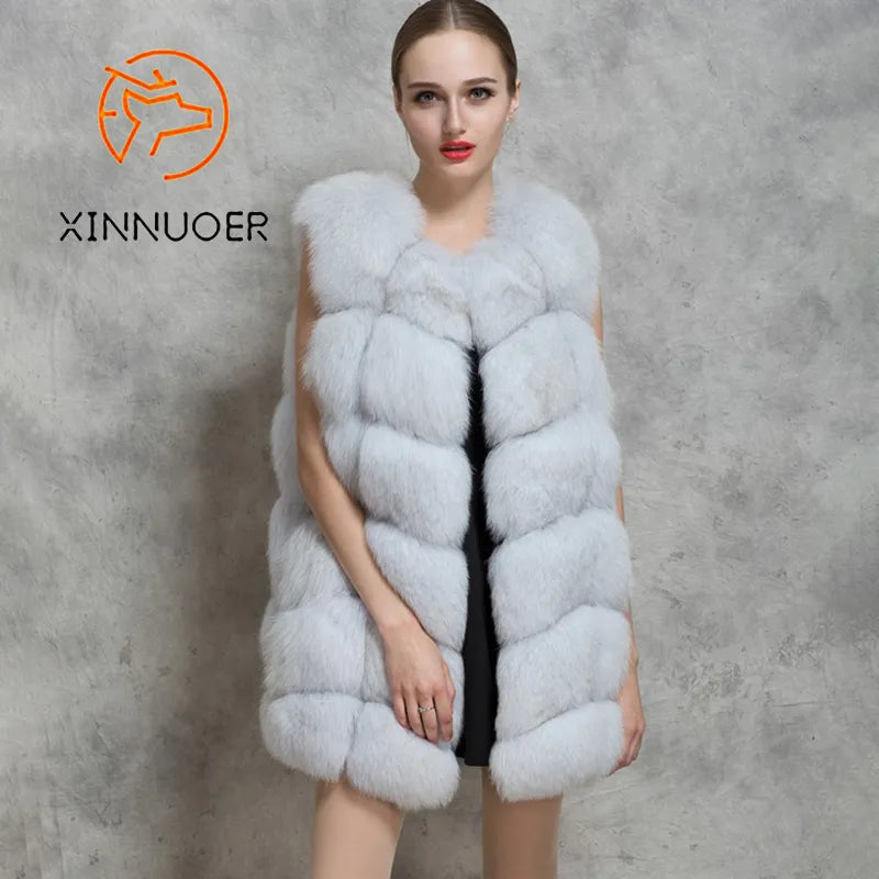 Luxury Women's Winter Fox Fur Coat - Natural Real Fox Fur, Warm Thick Winter Jacket for Cold Weather - Perfect for Outdoor Activities, Parties & Formal Events