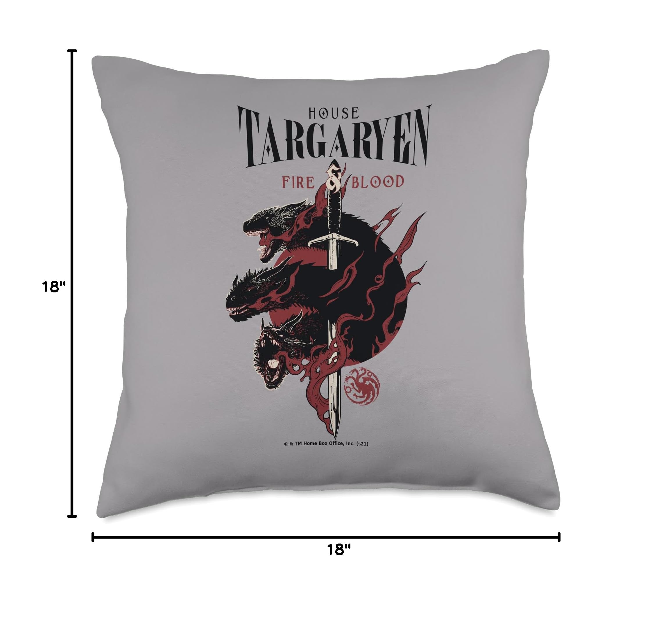 Game of Thrones House Targaryen Throw Pillow - Soft Decorative Cushion for Sofa, Bed & Home Decor - Perfect Gift for Fans