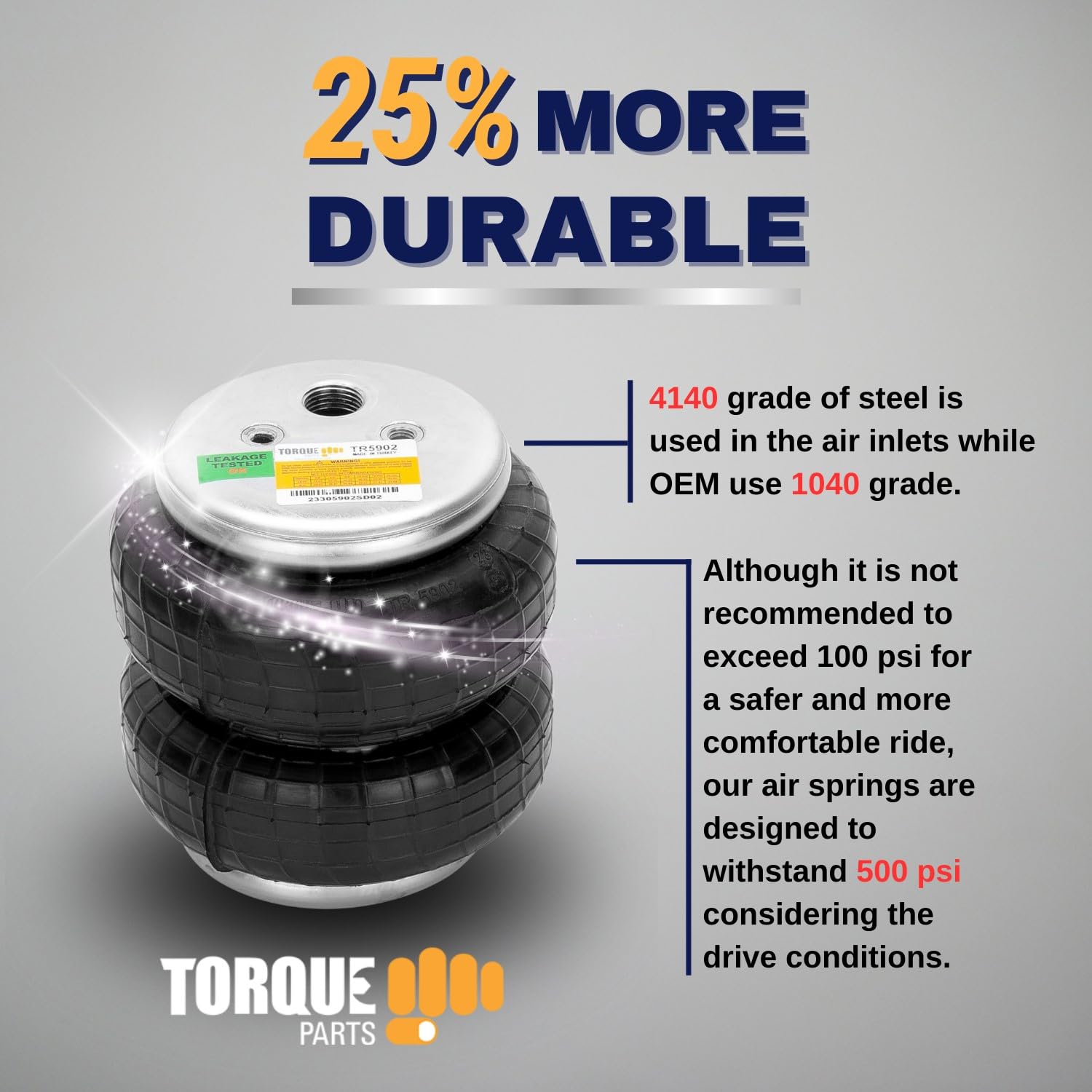 TORQUE 2-Piece 2600 Universal Air Spring Airbag Kit - 1/2
