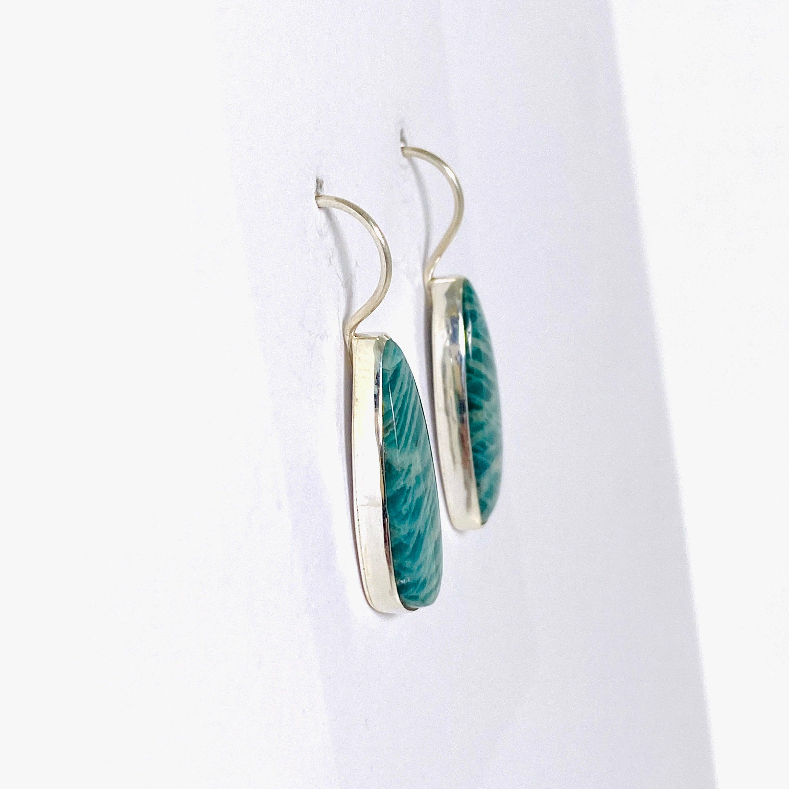 Amazonite Teardrop Earrings with Fixed Hook - Natural Stone Dangle Earrings for Women - Perfect for Weddings, Parties & Everyday Wear