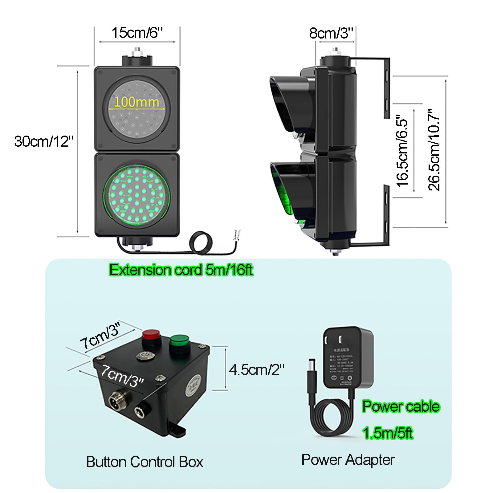 2 Pack Red/Green LED Loading Dock Traffic Lights - Indoor/Outdoor Wall Mount Industrial Signal Lamp with Control Switch, Plug & Play - Perfect for Warehouse, Factory & Shipping Dock Safety
