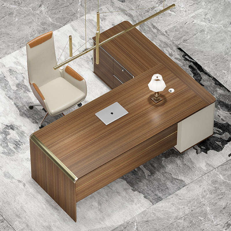 Premium ANDERSON Executive Desk 2.0M - Reversible L-Shaped Office Desk in Hazelnut & Beige | Modern Home Office Furniture for Professionals & Remote Workers