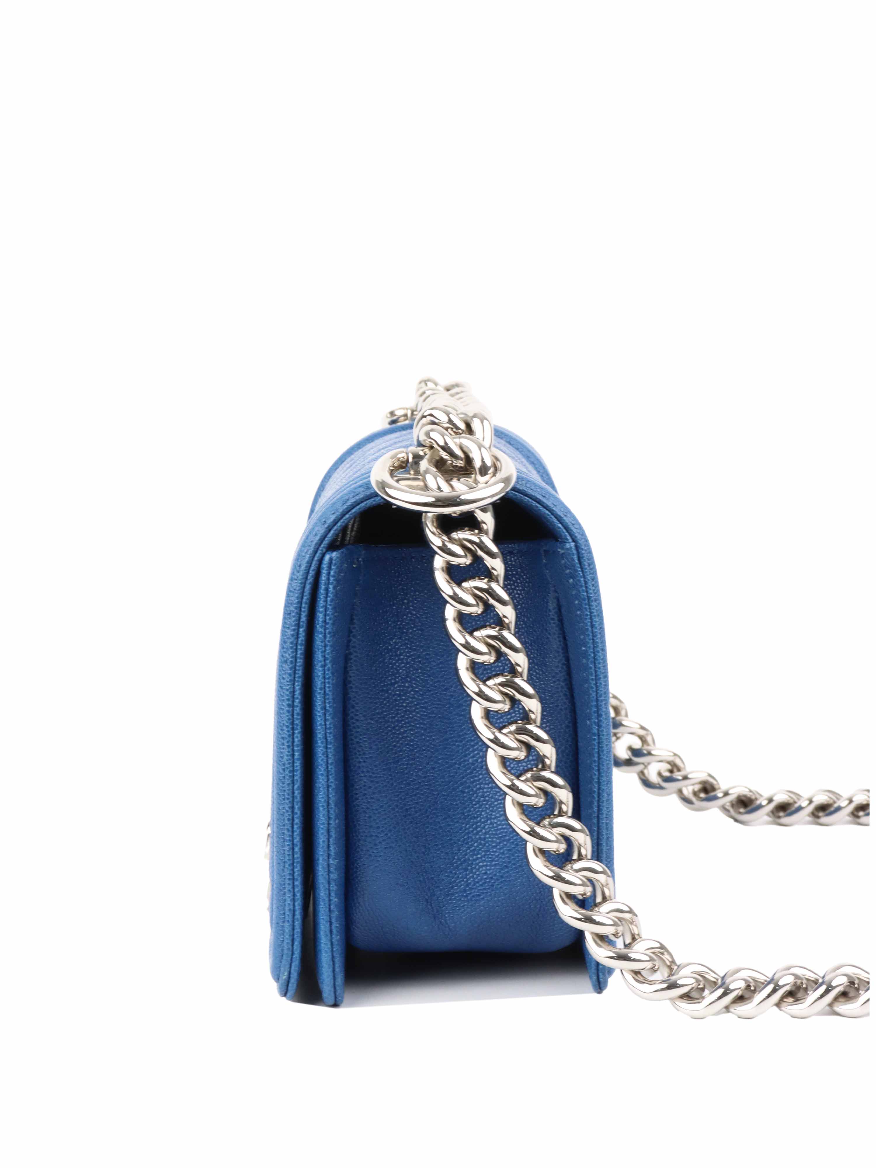 Chanel Blue Small Boy Bag - Luxury Leather Crossbody Handbag for Women | Perfect for Parties, Dates & Special Occasions
