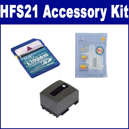 Canon VIXIA HFS21 Camcorder Accessory Kit with 2GB Memory Card, Cleaning Kit & Extra Battery - Perfect for Travel Vlogging, Family Events & HD Video Recording