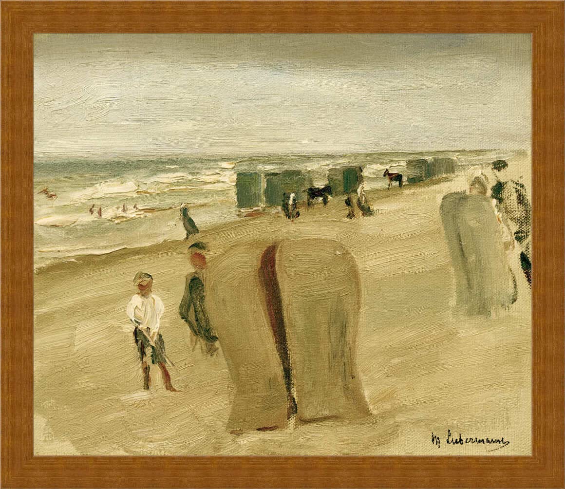Max Liebermann Beach with Beach Chairs Framed Art Print - 23.6x19.7 Inch (60x50cm) Fine Art Poster in Copper Brushed Frame - Wall Decor for Living Room, Bedroom & Office