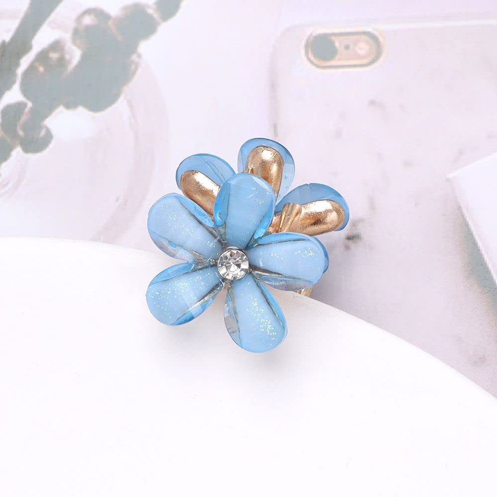 ASG 4 Pcs Rhinestone Mini Flower Hair Clips - Sparkling Crystal Hair Barrettes & Claw Clips for Women (Multicolor) | Perfect for Weddings, Parties & Everyday Hair Accessories