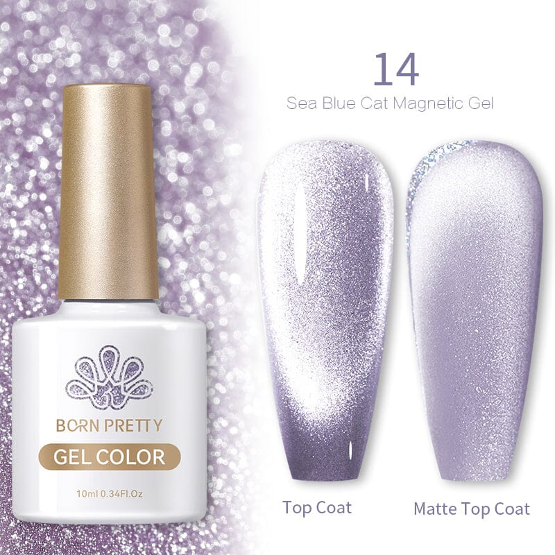 Sea Blue Cat Magnetic Gel Polish 10ml - UV LED Nail Art Kit for Salon & Home Manicure - Long Lasting Nail Polish for Professional & DIY Use