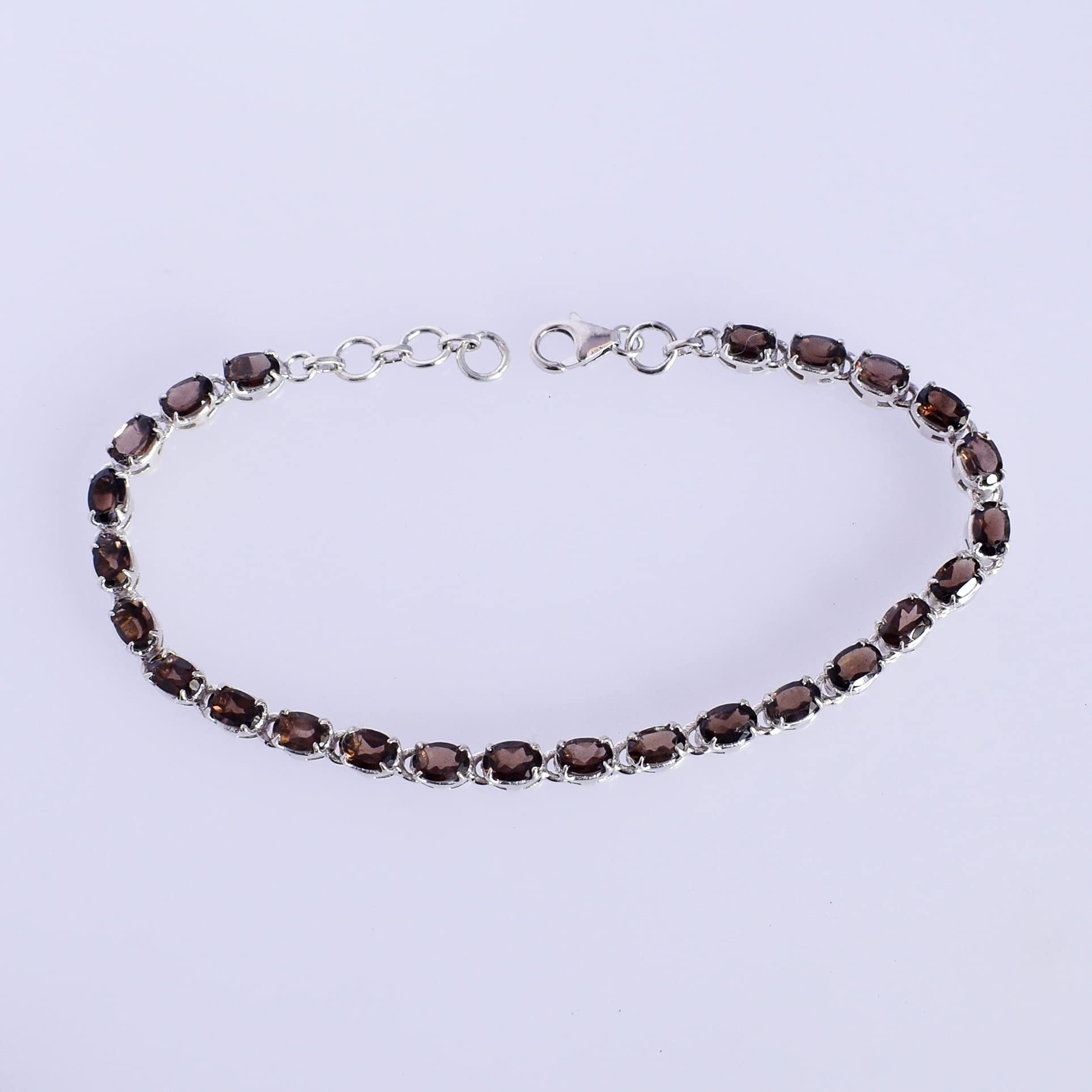 Smoky Quartz Gemstone 925 Sterling Silver Bracelet - Handmade Jewelry for Women, Elegant Birthday Gift for Her, Perfect for Special Occasions & Everyday Wear