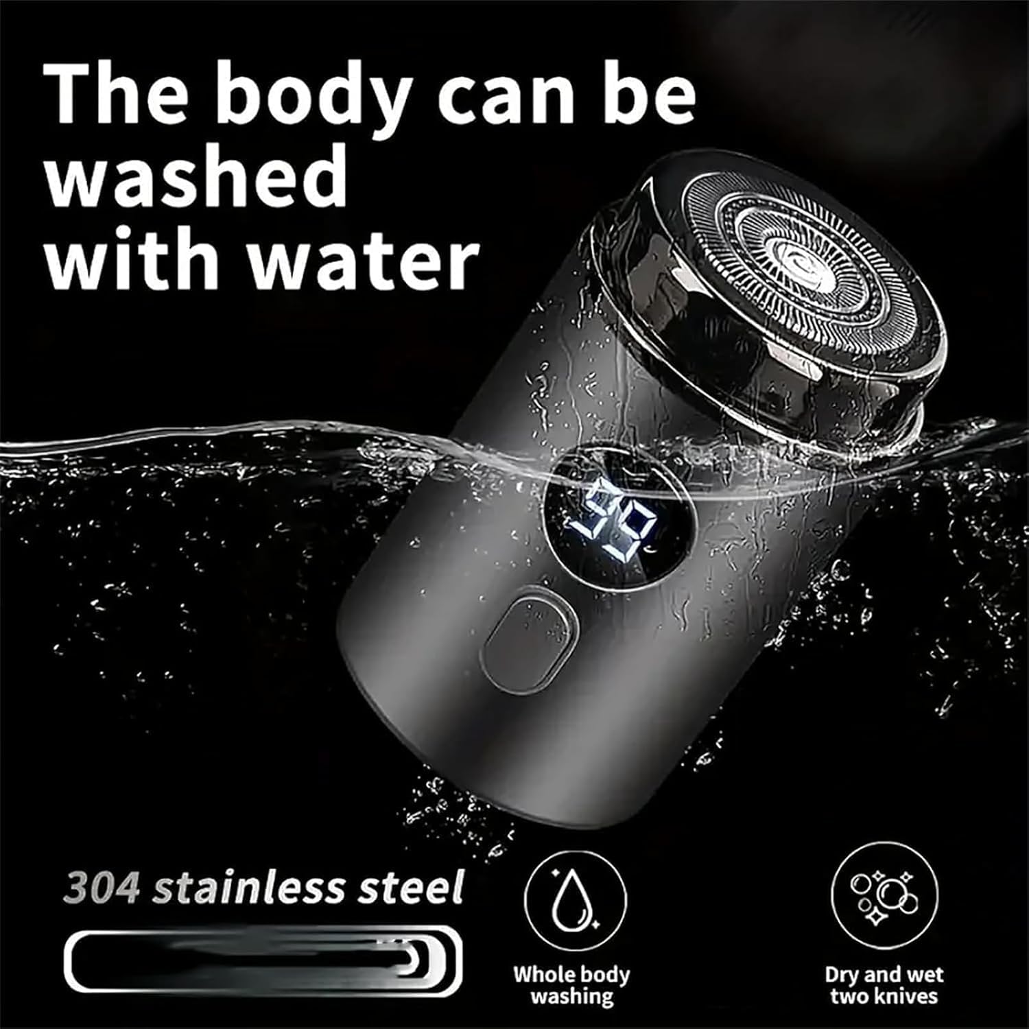Timeatea Mini Portable Electric Shaver with LED Power Display - Rechargeable Travel Razor for Men, Home & Car Use - Gray (Ideal for Grooming, Business Trips & Quick Touch-Ups)