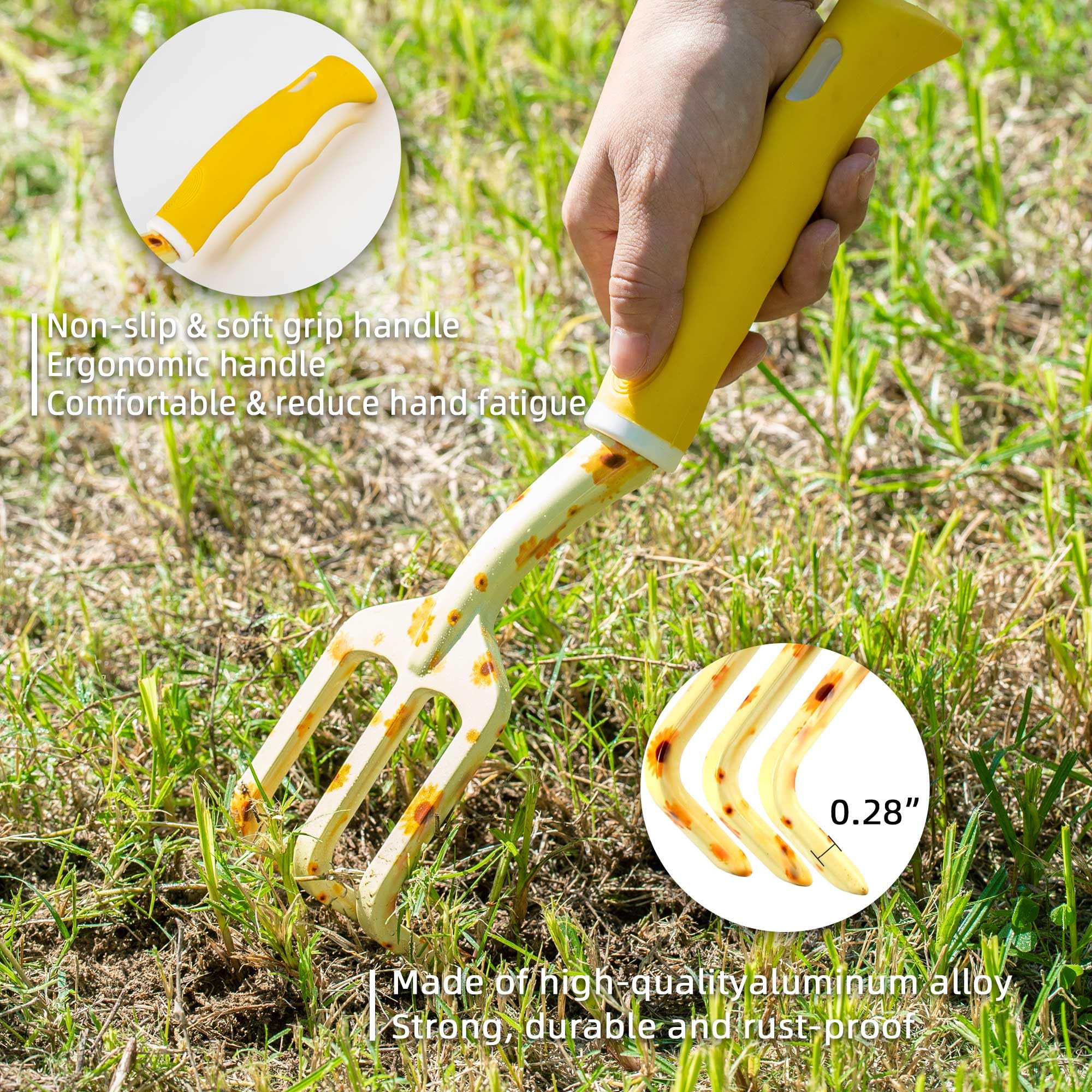 Premium Heavy Duty Gardening Hand Tools Set with Durable Tool Bag - Perfect Sunflower Themed Gift for Women | Ideal for Planting, Weeding & Outdoor Garden Work