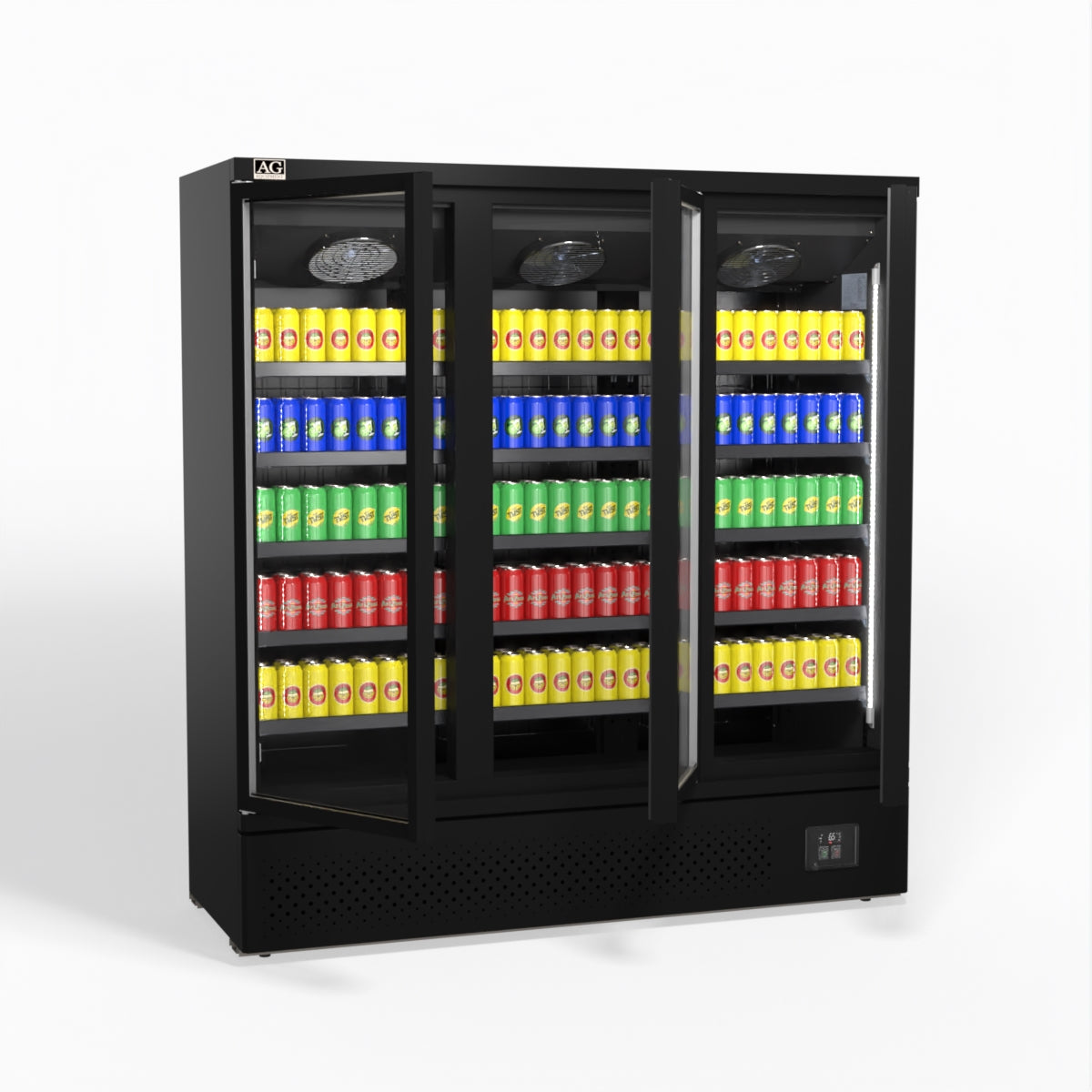 AG Supermarket 3 Glass Door Commercial Upright Display Refrigerator 1539L - Perfect for Grocery Stores, Restaurants & Convenience Shops