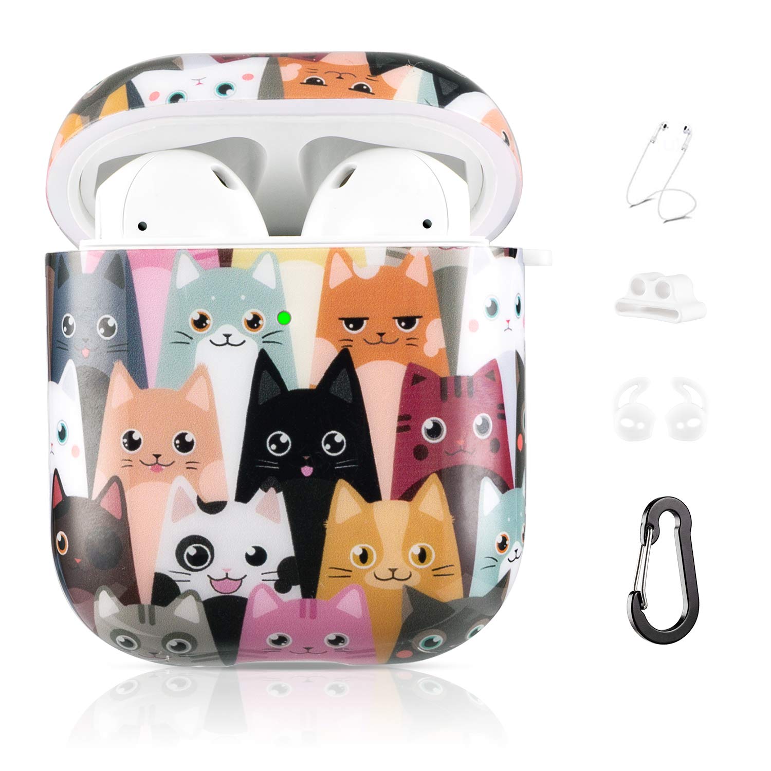 Drodalala Cute Cat AirPods Case for Women Girls Kids - Shockproof Drop Proof Protective Cover with Keychain - Durable TPU AirPod Pro 1/2/3 Case - Perfect for School, Travel, Gym & Daily Use