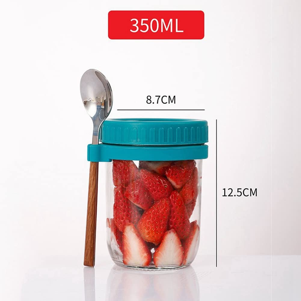 Dasertoe 4-Pack Overnight Oats Jars with Lids & Spoon - BPA-Free Meal Prep Containers for Healthy Breakfast, Yogurt, Chia Pudding | Perfect for Office, Gym & On-the-Go Nutrition