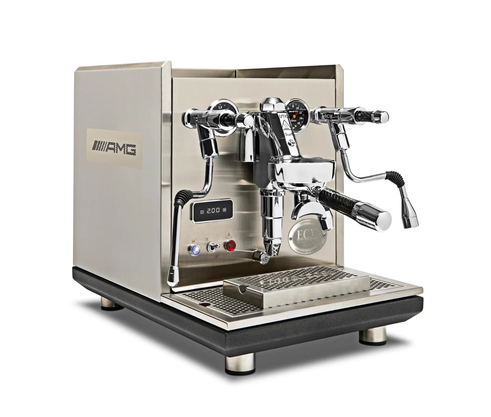 ECM Synchronika AMG Edition Espresso Machine with S Automatik 64 Grinder - Professional Coffee Bar Setup for Home & Cafe Use