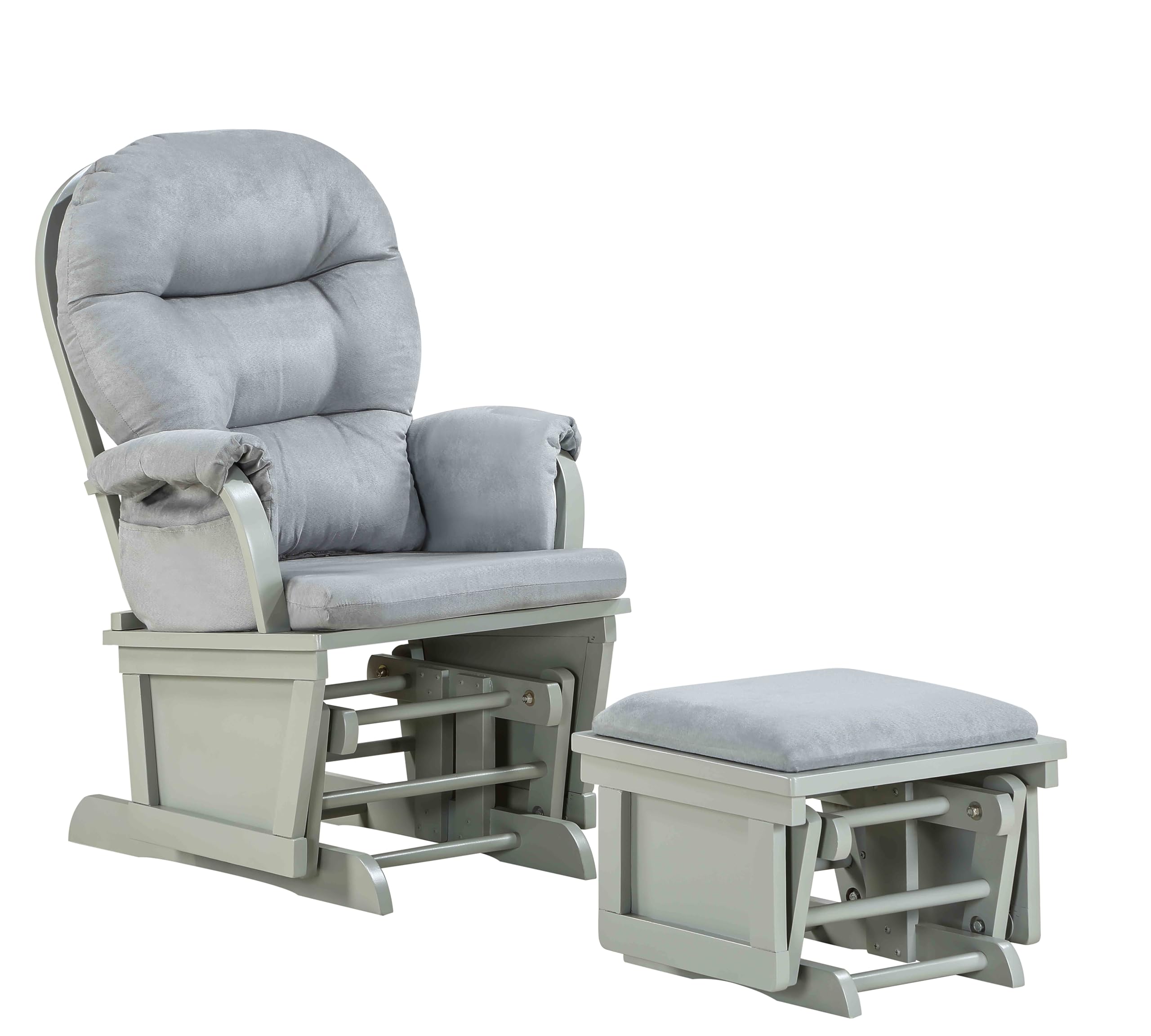 Lennox Furniture Glider Rocker Combo Full Grey - Comfortable Nursery Glider and Recliner for Breastfeeding, Living Room, Nursery, and Relaxation