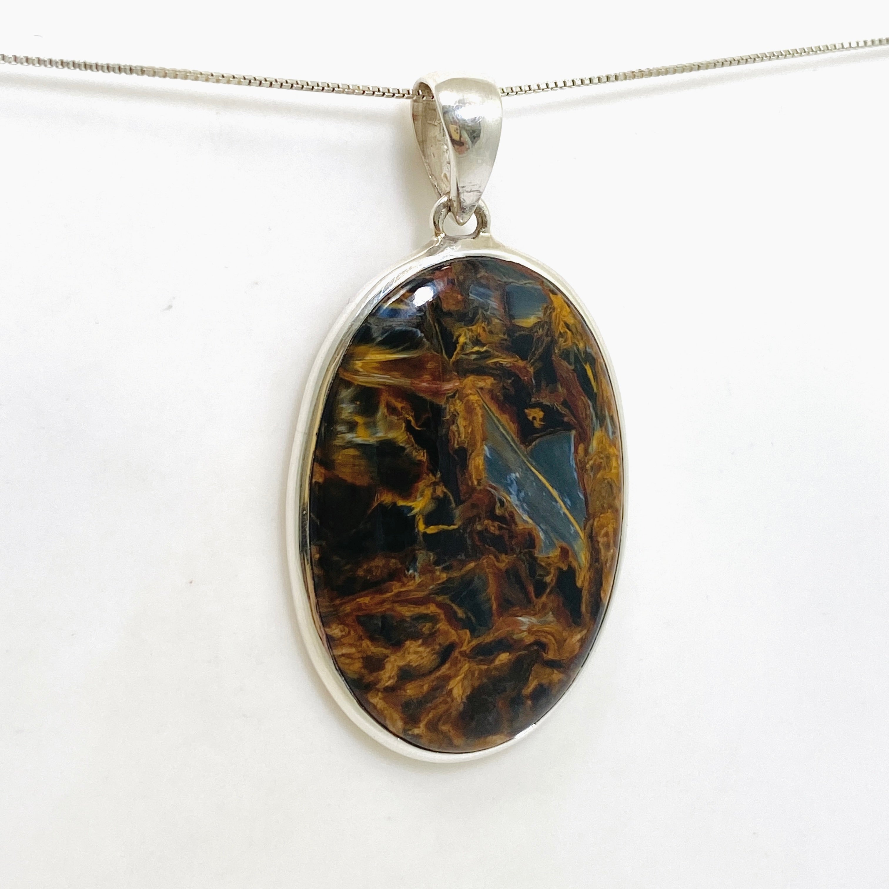 Natural Pietersite Oval Cabochon Pendant - Premium Gemstone Jewelry for Women - Elegant Necklace for Everyday Wear & Special Occasions