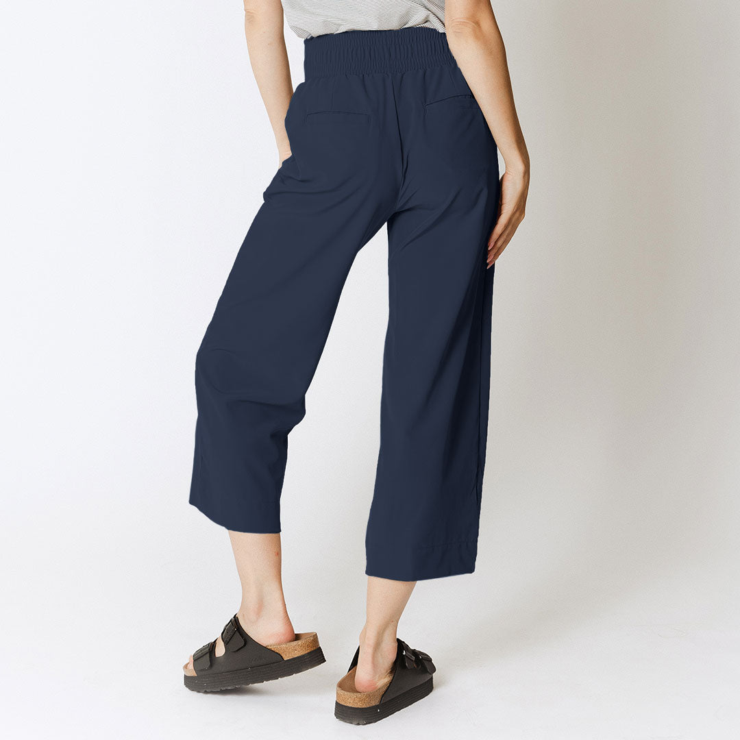 Audrey Wide Leg Pants for Women - True Blue High Waisted Flowy Trousers | Perfect for Office, Casual Wear & Travel