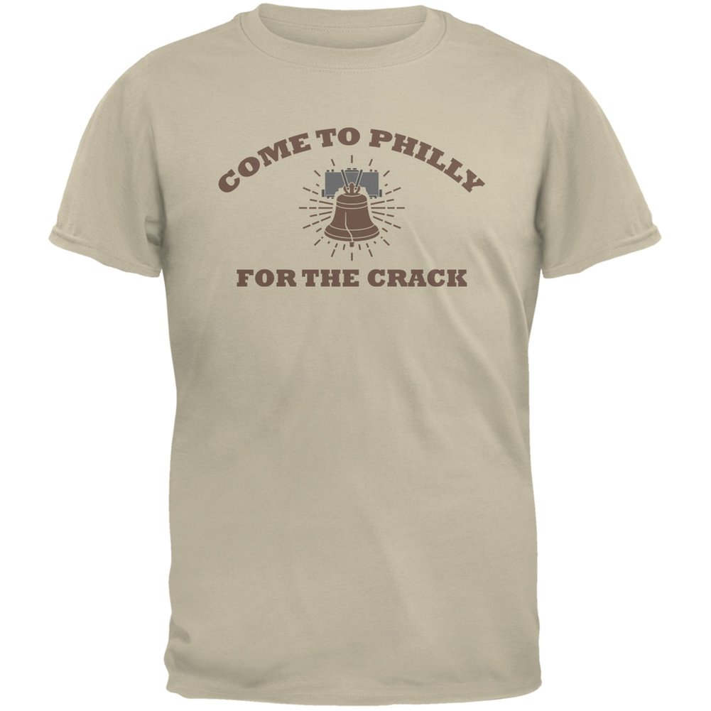 Old Glory Come to Philly for The Crack Sand Adult T-Shirt - Medium - Patriotic American Vintage Style Tee for Casual Wear & Independence Day Celebrations