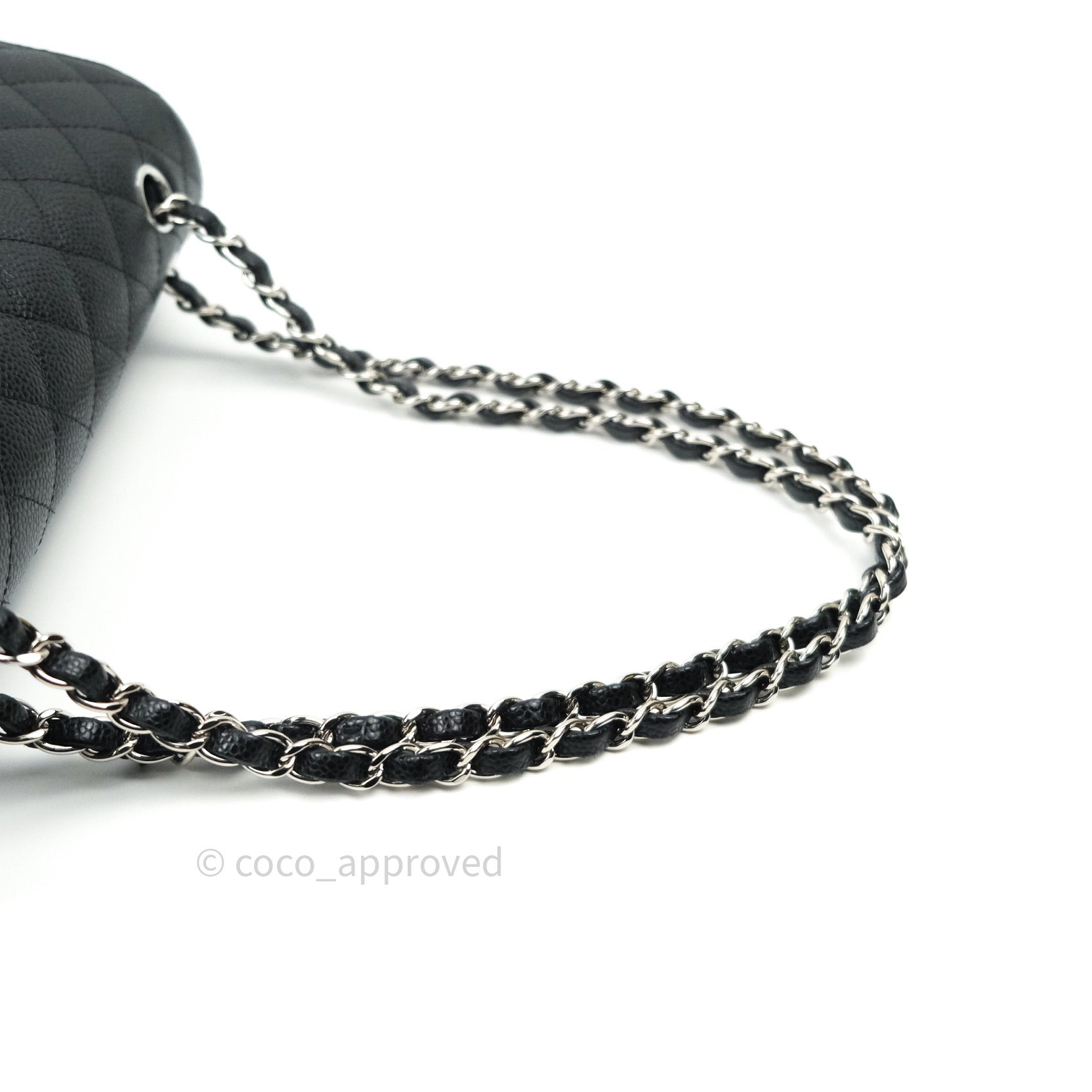 Chanel Classic M/L Medium Double Flap Bag Black Caviar Leather with Silver Hardware - Luxury Designer Handbag for Women, Perfect for Work, Evening Events & Special Occasions