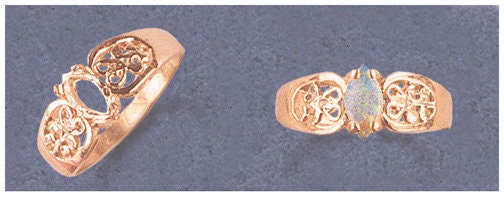 Solid Sterling Silver or 14kt Gold Marquise Cabochon Filigree Ring Setting - Size 7 (6x3mm & 10x6mm) - Perfect for Jewelry Making, Engagement Rings & DIY Craft Projects