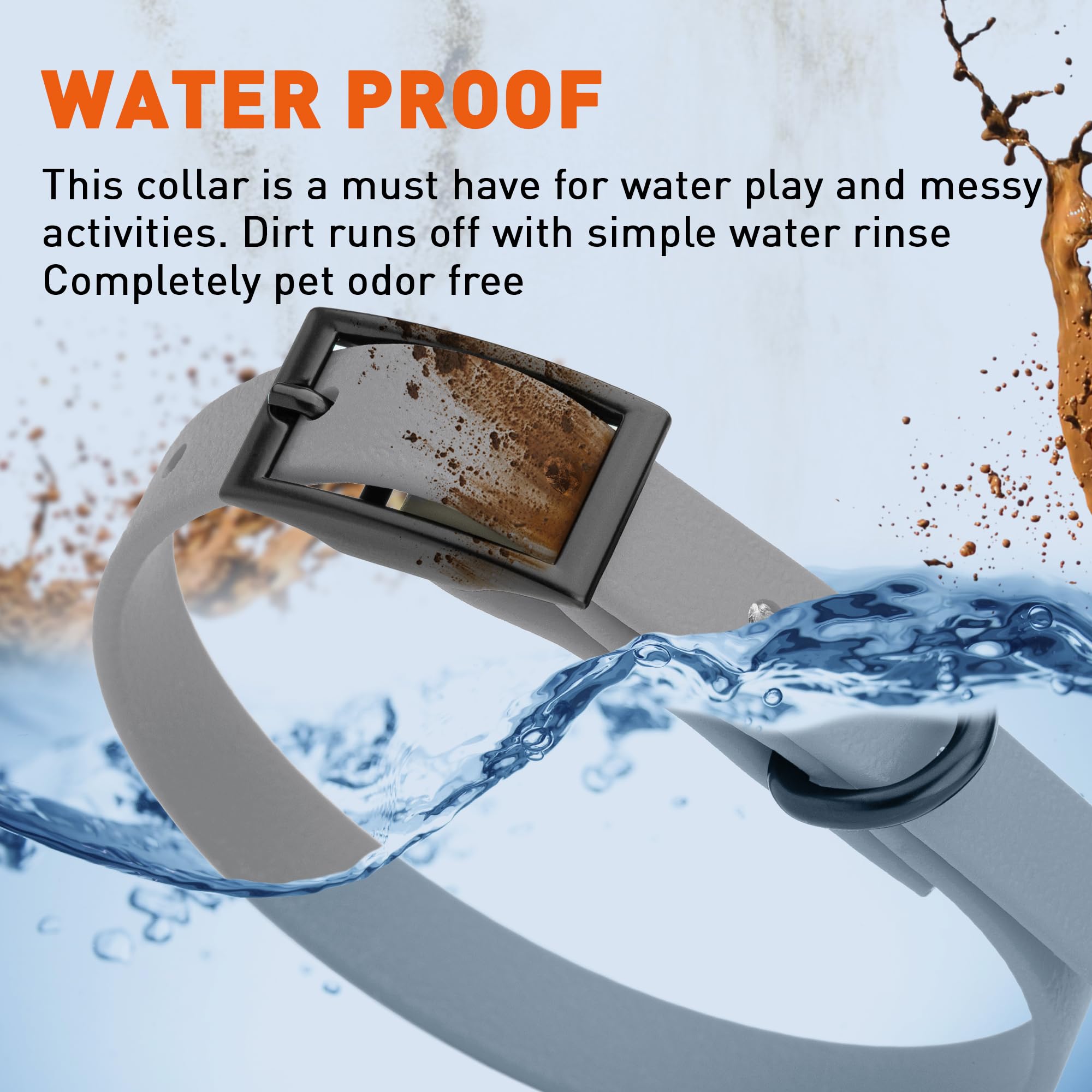 Waterproof Biothane Dog Collar - Odor-Proof, Easy to Clean with Black Hardware - Fits Small, Medium & Large Dogs (Battleship Gray) - Perfect for Outdoor Adventures, Hiking & Daily Walks