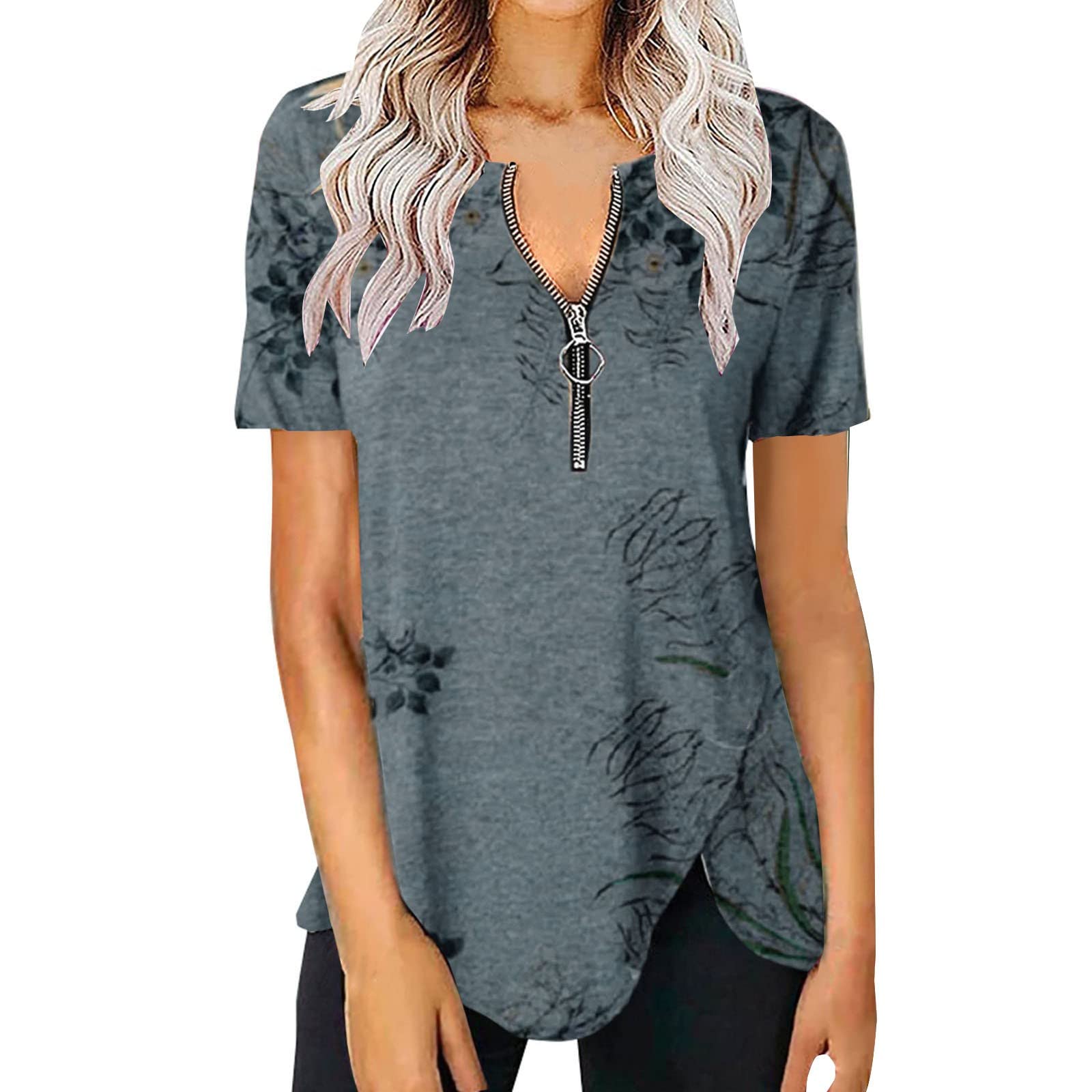 Women's White Floral Print Blouse - Loose Fit Short/Long Sleeve Button Down Shirt for Casual Wear, Office & Summer Outfits