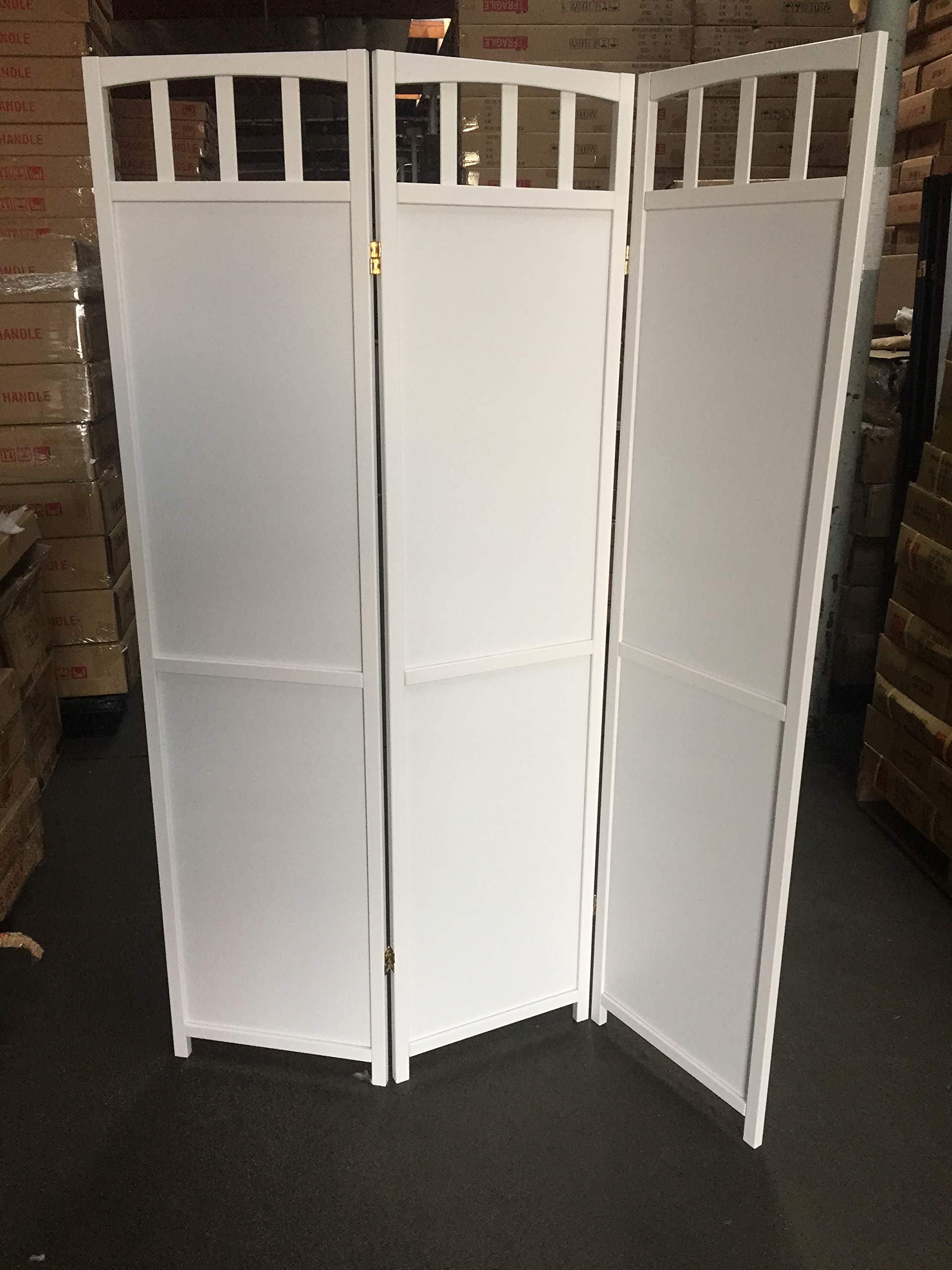 Mission Pine Wood Room Divider 3-10 Panel White 51 Inch - Privacy Screen for Home Office, Living Room, Bedroom Partition