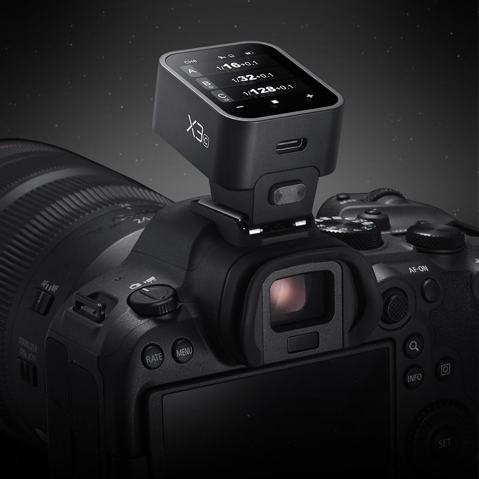 Godox X3-C E-TTLII 2.4GHz Wireless Flash Trigger with Rechargeable Battery & LED Display for Canon DSLR Cameras - Perfect for Studio Photography, Wedding Shoots & Outdoor Flash Photography
