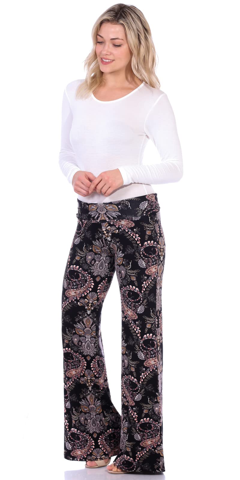 Popana Women's Palazzo Pants - Casual Summer Wide Leg Beach Pants - Plus Size Comfortable Lounge Wear - Made in USA - Perfect for Vacation, Yoga & Boho Fashion