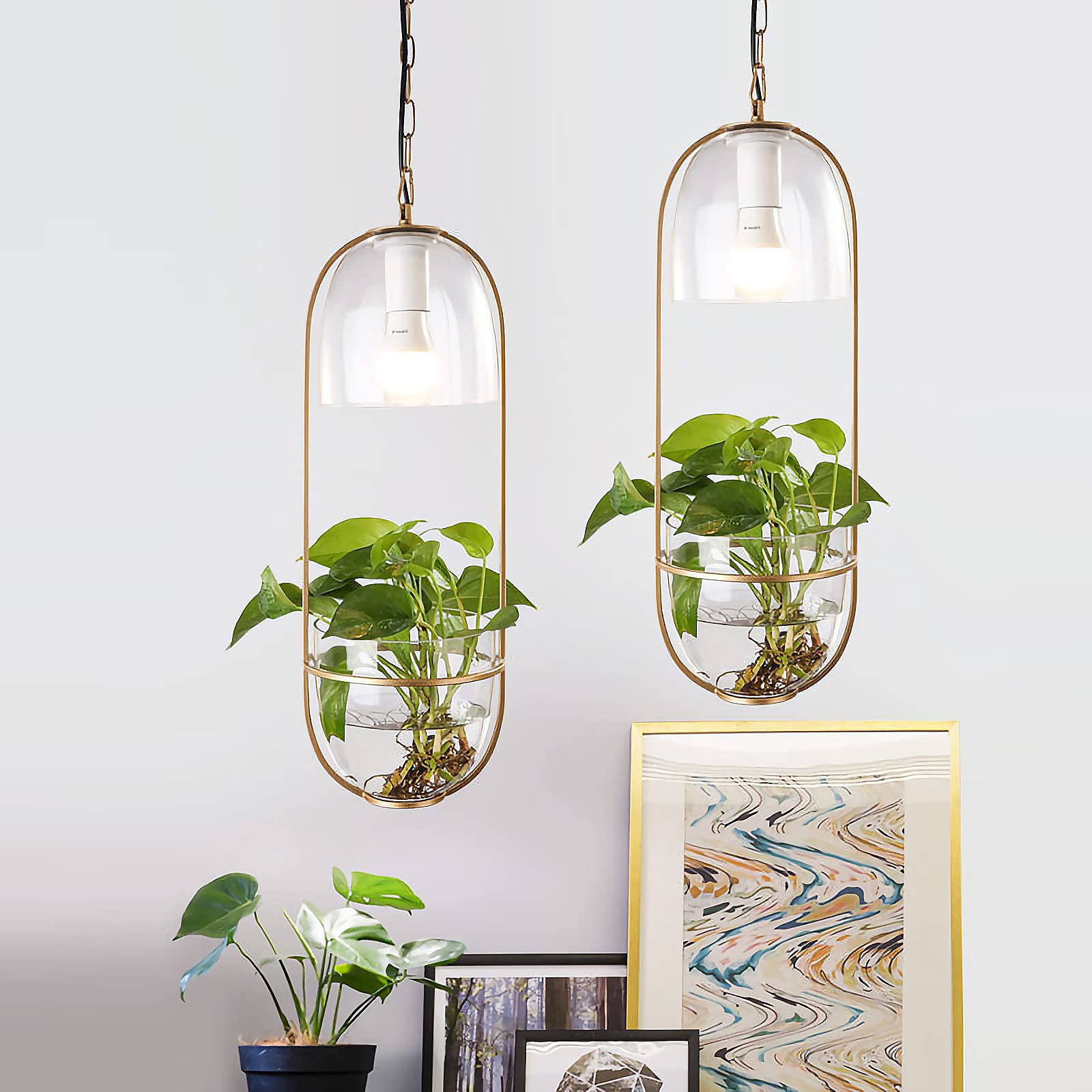 Modern LED Planter Chandelier - Pendant Lighting for Kitchen Island, Living Room, Dining Room, Office & Bedroom - Energy Efficient Simulation Potted Plants Light Fixture for Home & Commercial Decor