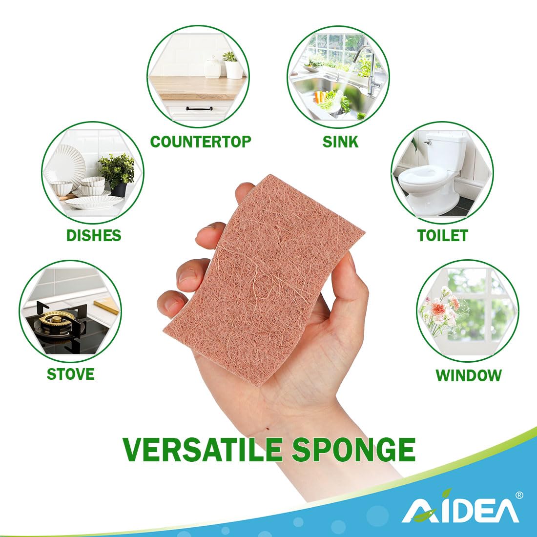 AIDEA Non-Scratch Sponge 12-Pack - Safe for Non-Stick Cookware & Dishes - Kitchen & Bath Cleaning