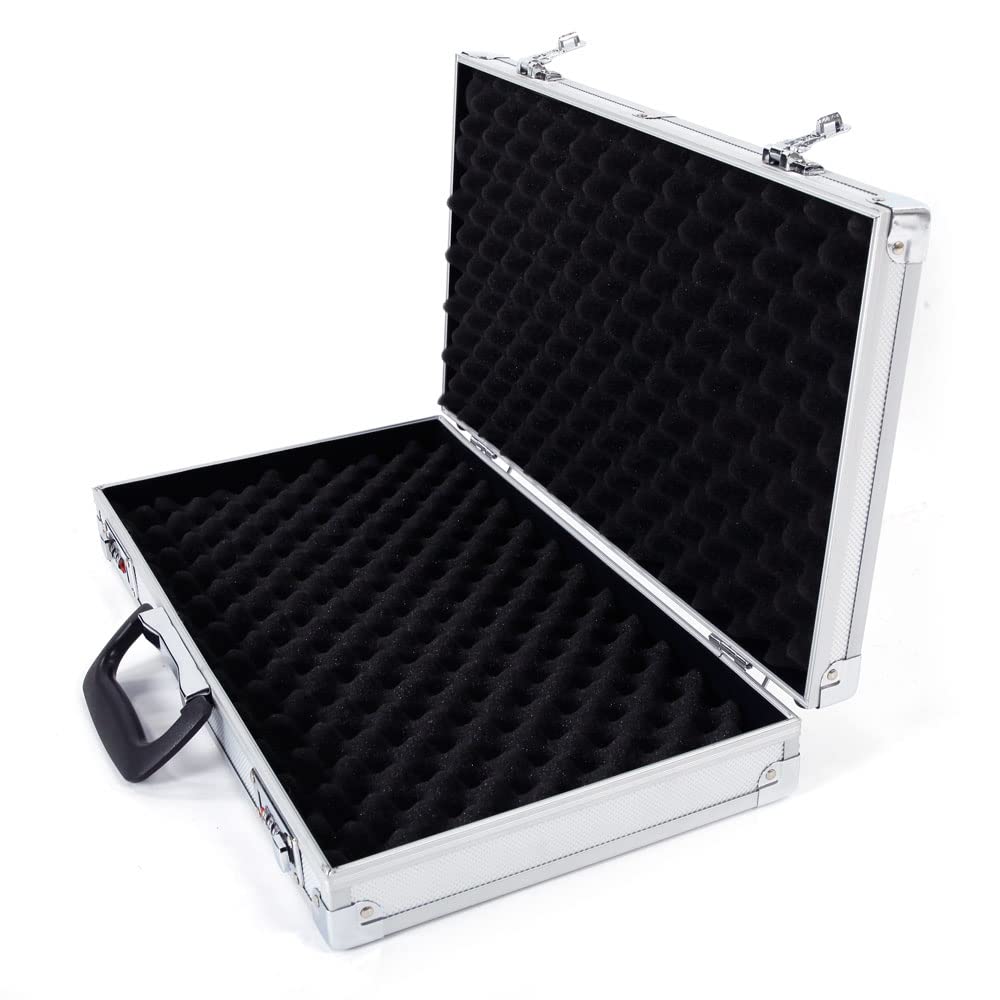 Tactical Aluminum Rifle Hard Case - Lockable Portable Shotgun Storage Box with Padded Foam & Non-Slip Handle - Secure Handgun Lock Box for Ammunition & Firearms - Durable Black Gun Case for Hunting, Range Transport & Home Security